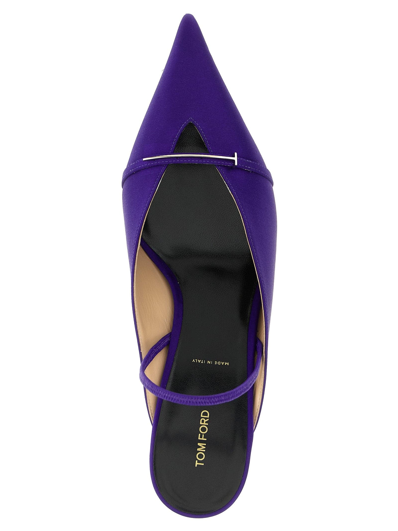 Purple Viscose Mid Heel Pumps - 4