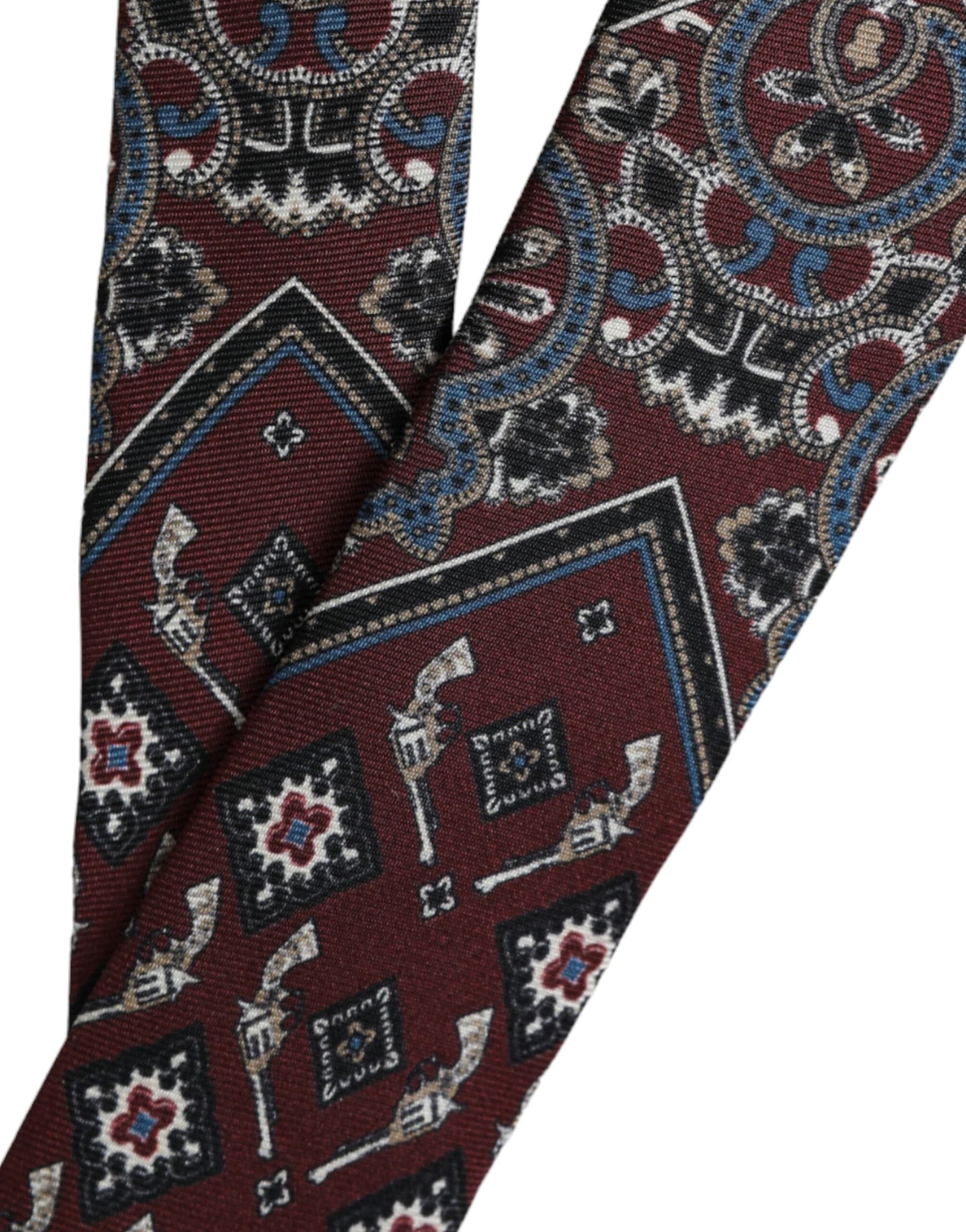 Bordeaux Printed 100% Silk Adjustable Men Tie - 6