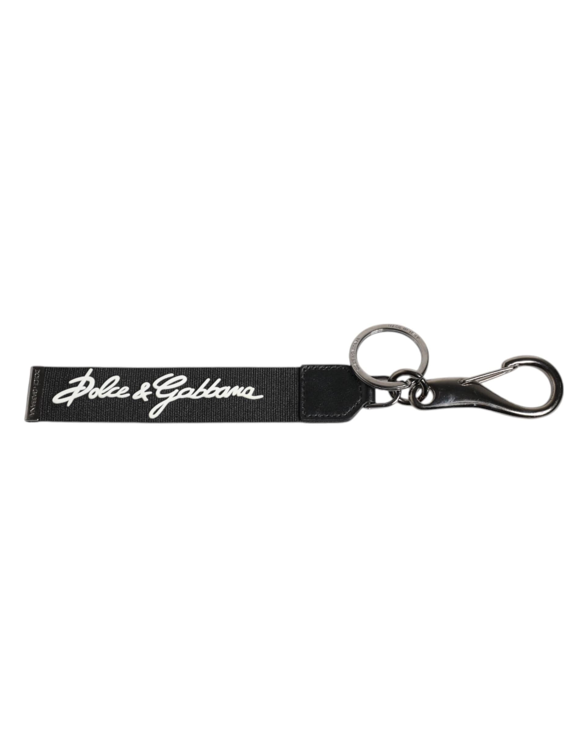 Black White DG Logo Silver Men Keychain Polyester Keyring - 2