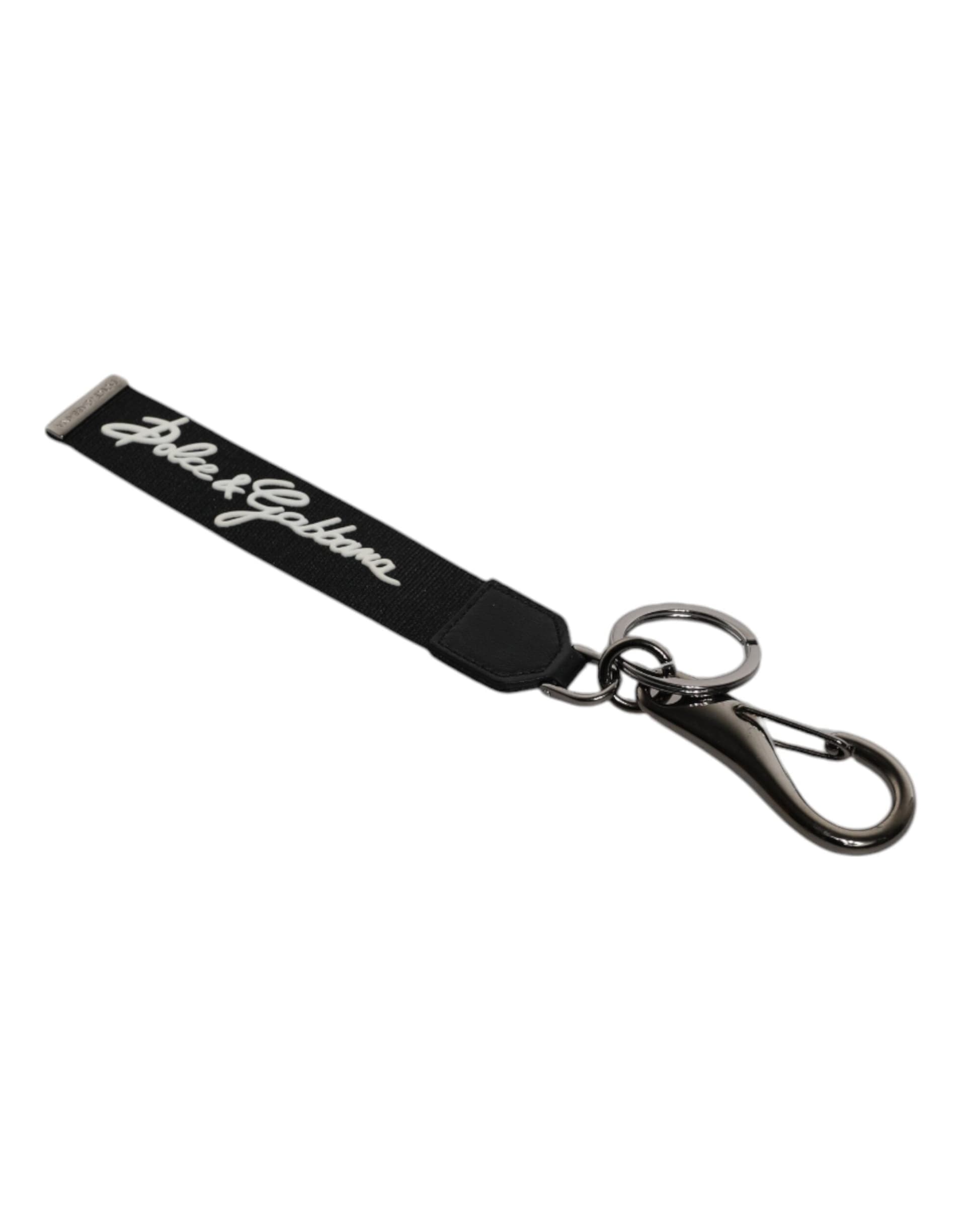 Black White DG Logo Silver Men Keychain Polyester Keyring - 4