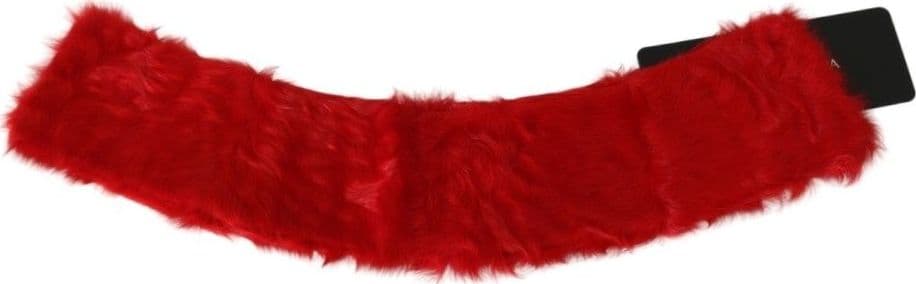 Red Fur Neck Collar Wrap Lambskin Scarf - 4