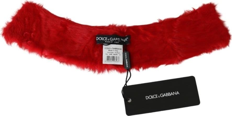 Red Fur Neck Collar Wrap Lambskin Scarf - 5