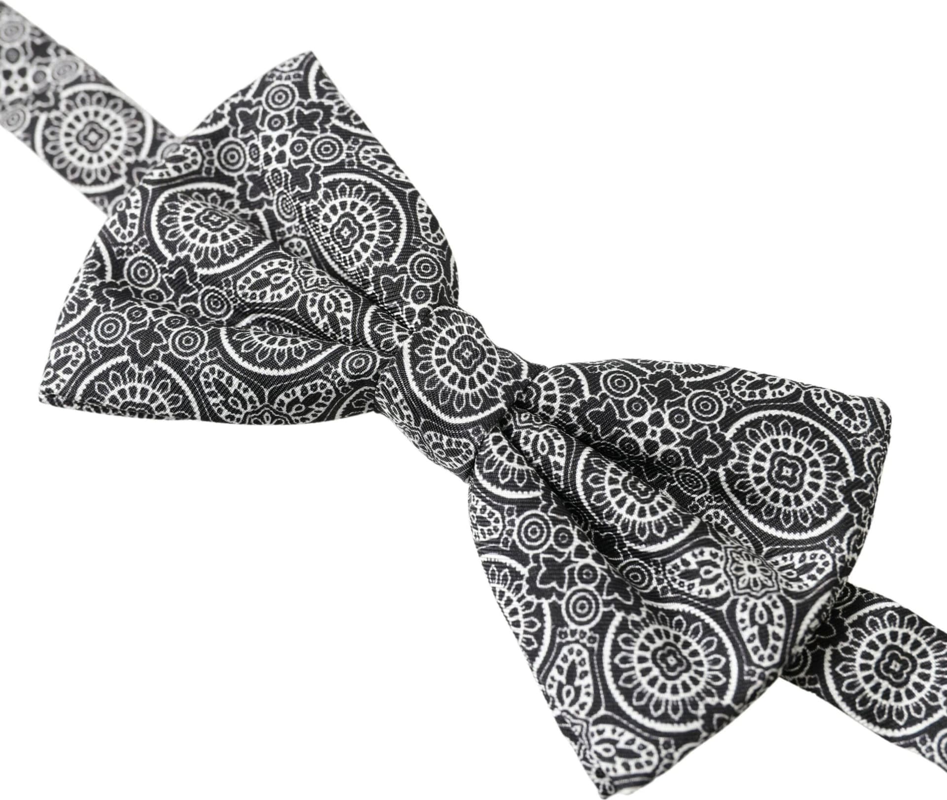 Black White Pattern Adjustable Neck Papillon Bow Tie - 2