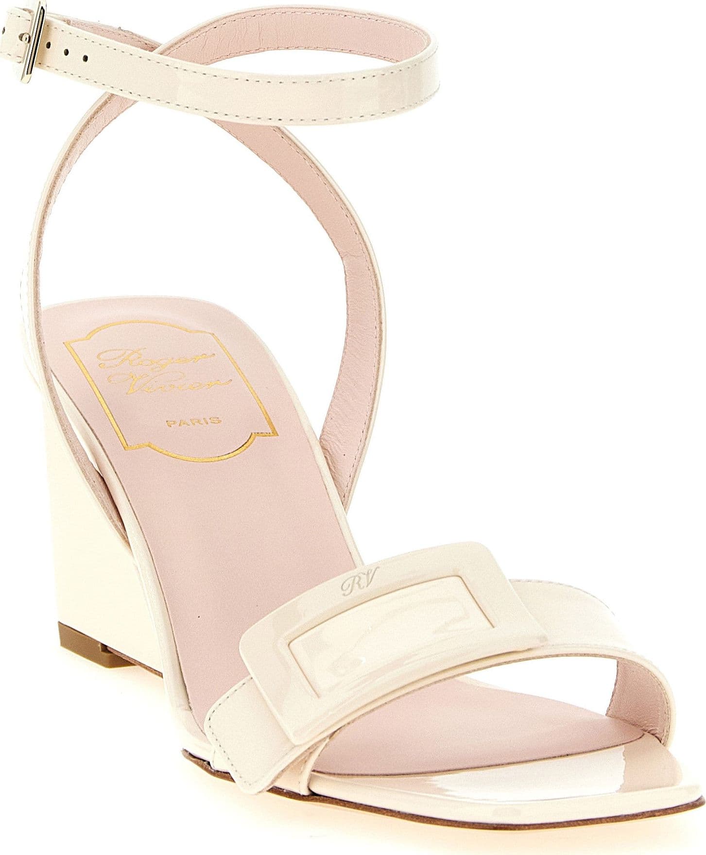 White Calfskin Wedge Sandals - 2