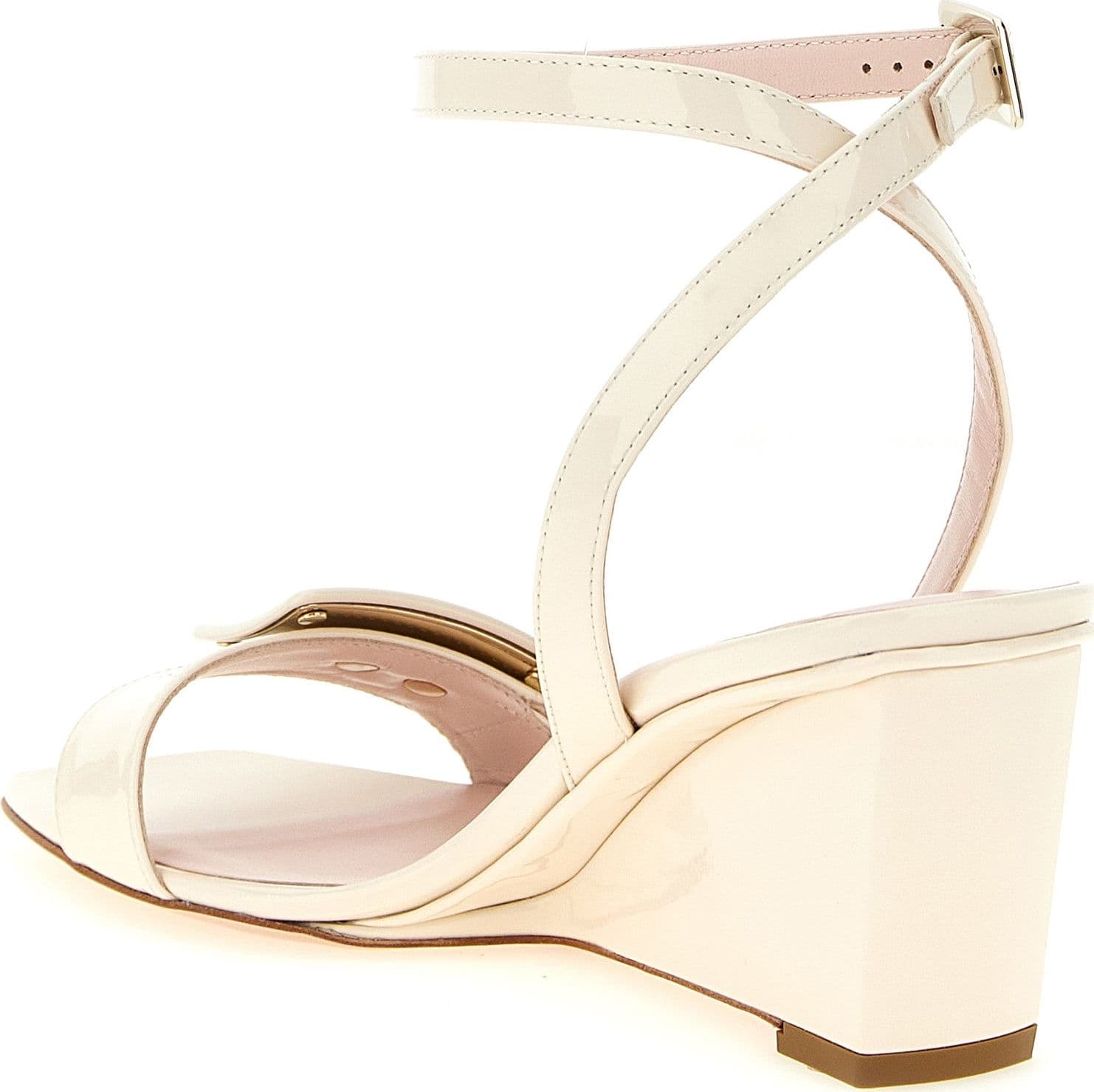 White Calfskin Wedge Sandals - 3