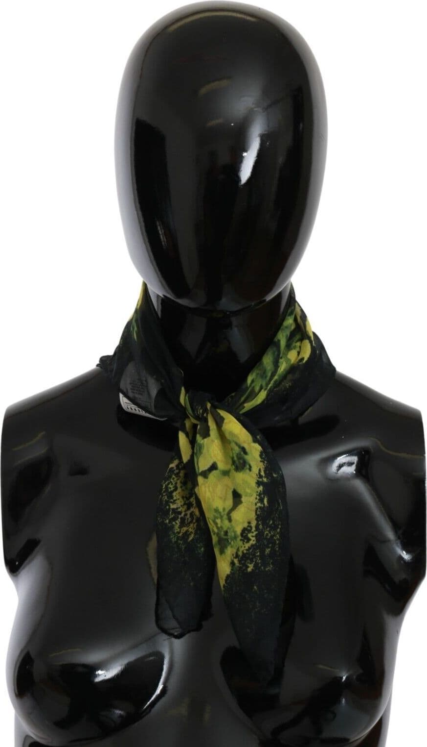 Black Yellow Floral Wrap Shawl Foulard Scarf - 2