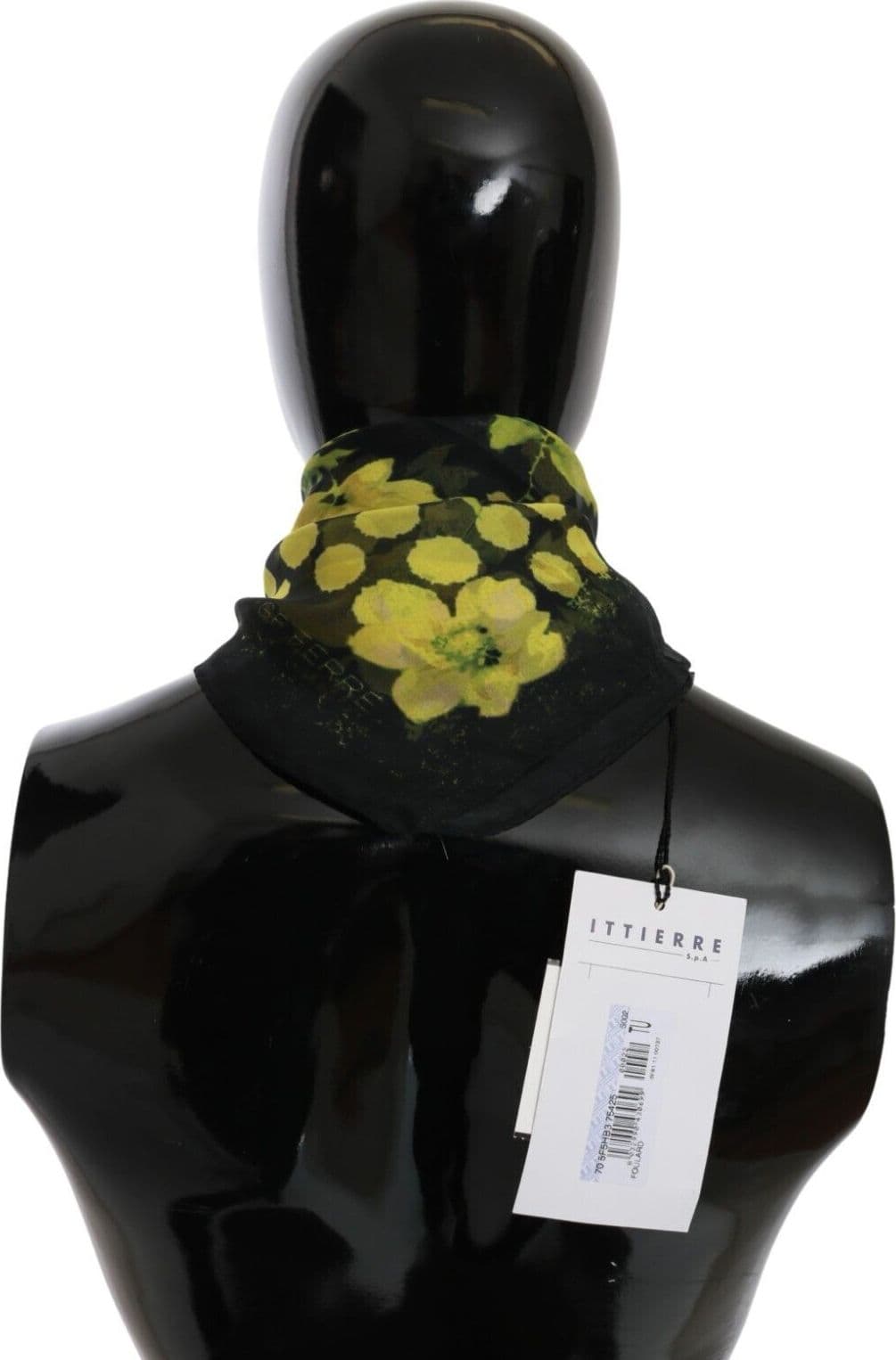 Black Yellow Floral Wrap Shawl Foulard Scarf - 4