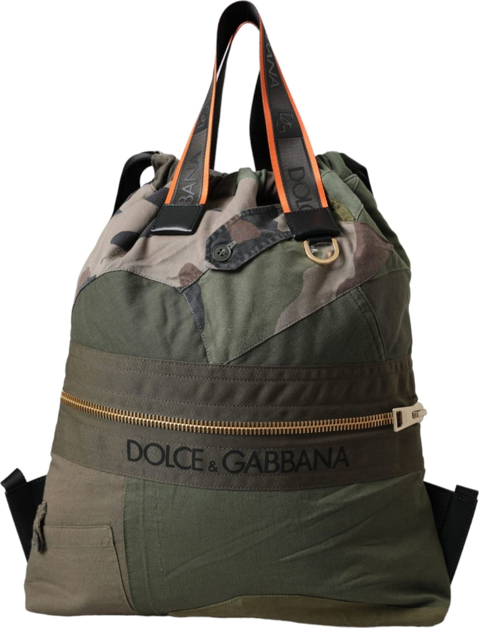 Military Green Patchwork Rucksack Backpack Bag - 2