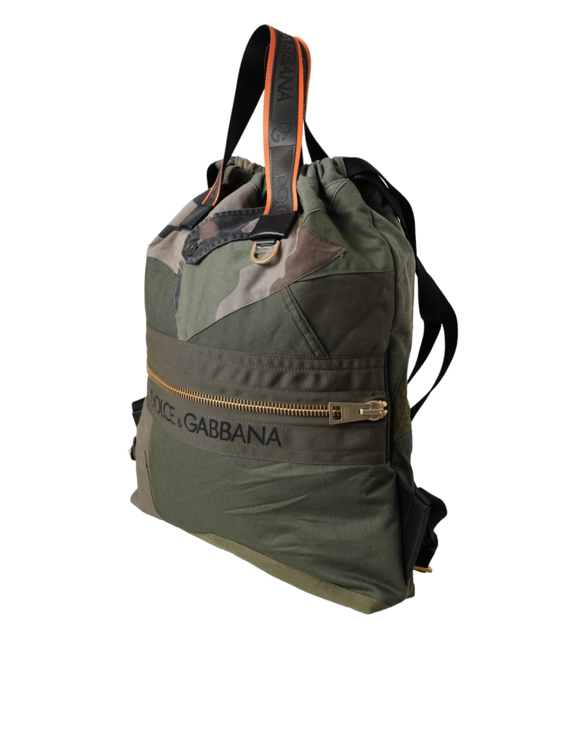 Military Green Patchwork Rucksack Backpack Bag - 3