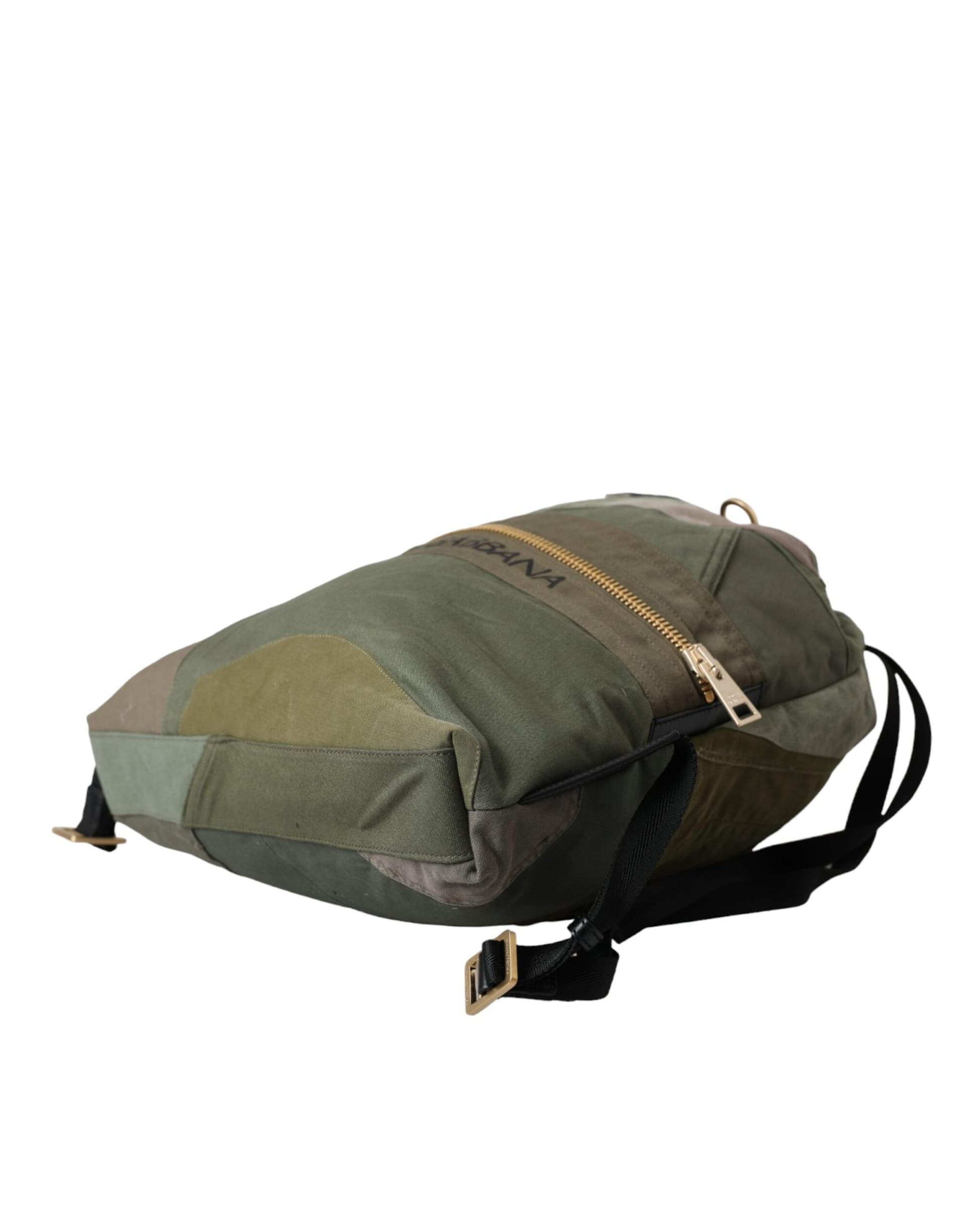 Military Green Patchwork Rucksack Backpack Bag - 6
