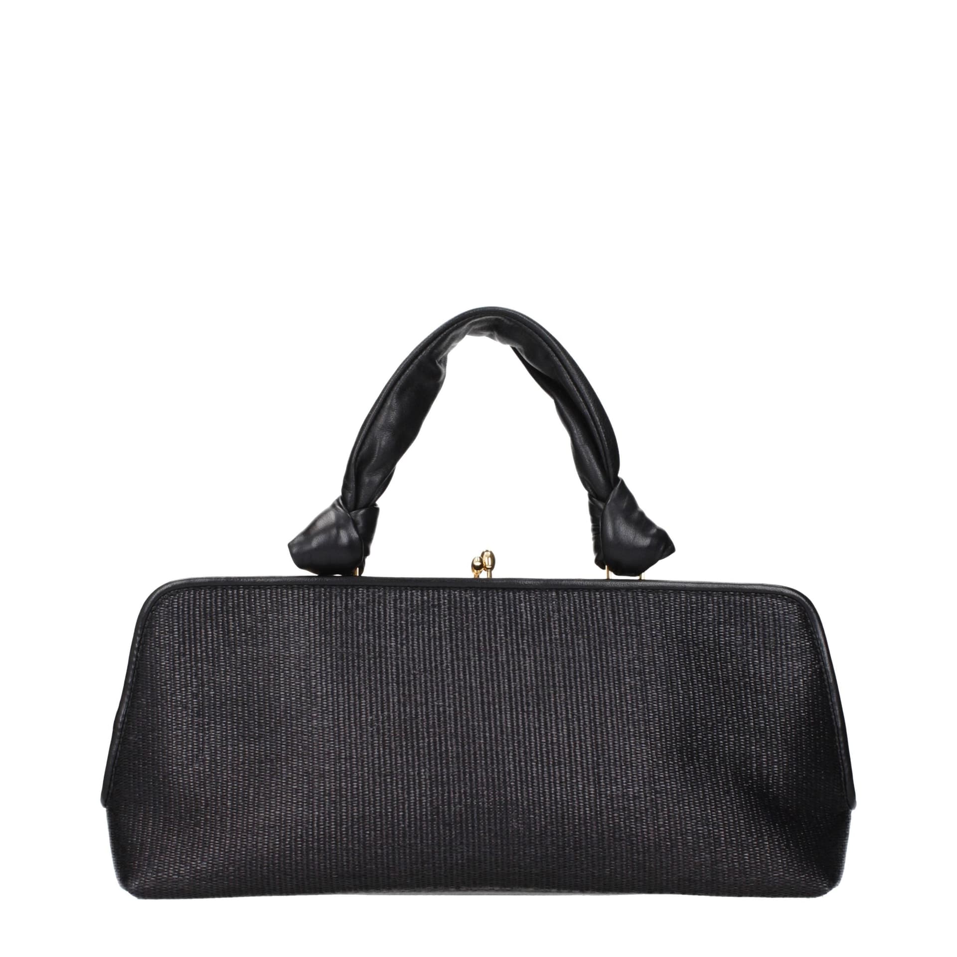 Black Raffia Handbag - 3