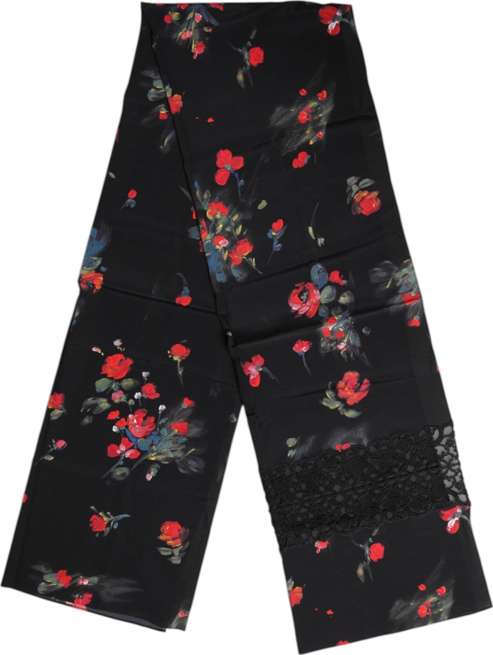 Black Floral Print Neck Warmer Wrap Scarf - 3