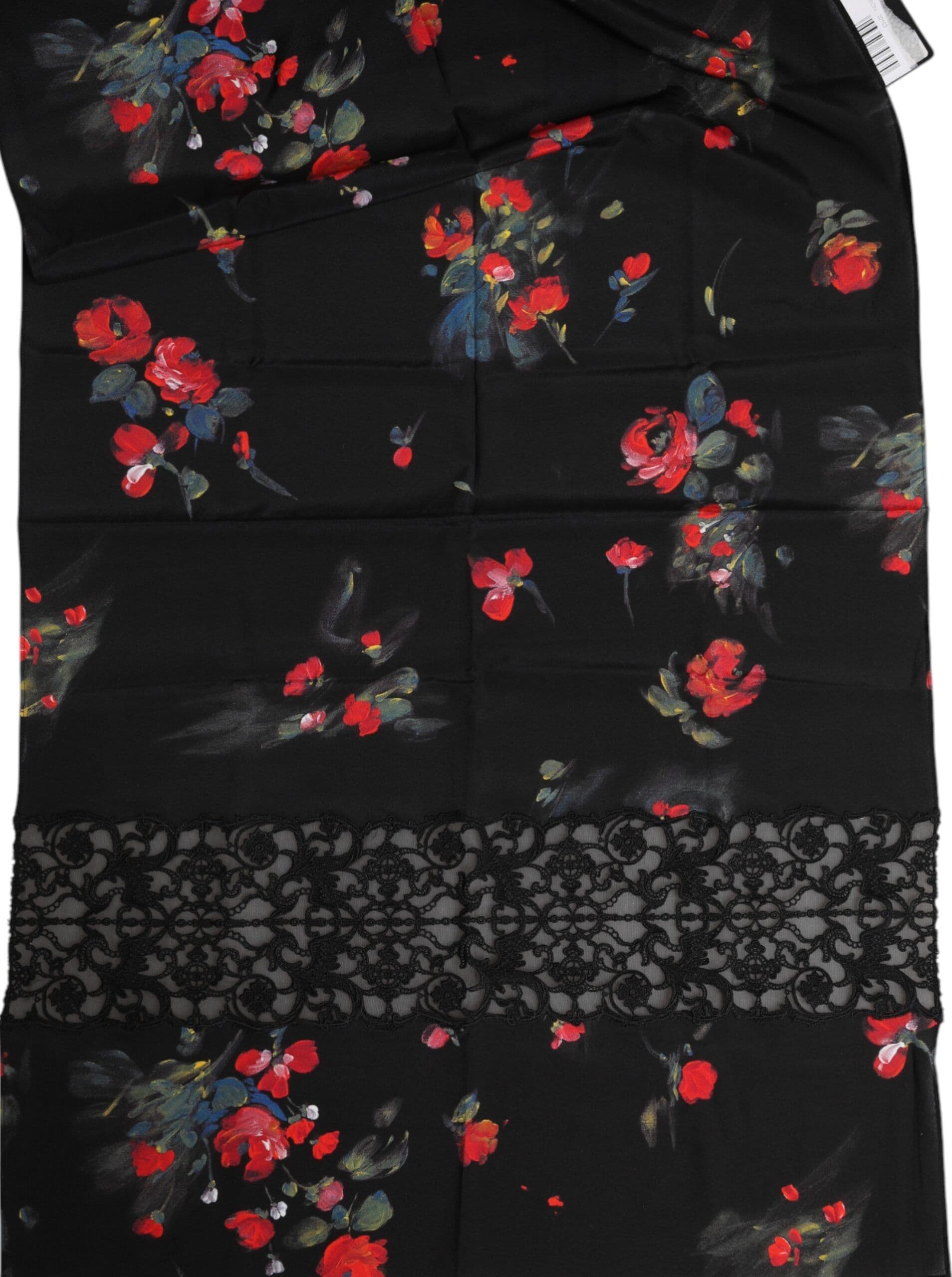 Black Floral Print Neck Warmer Wrap Scarf - 4