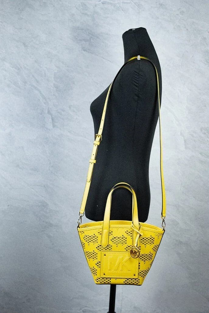 Michael Kors Kimber Small Daffodil Leather 2-In-1 Zip Tote Messenger Bag Purse - 2