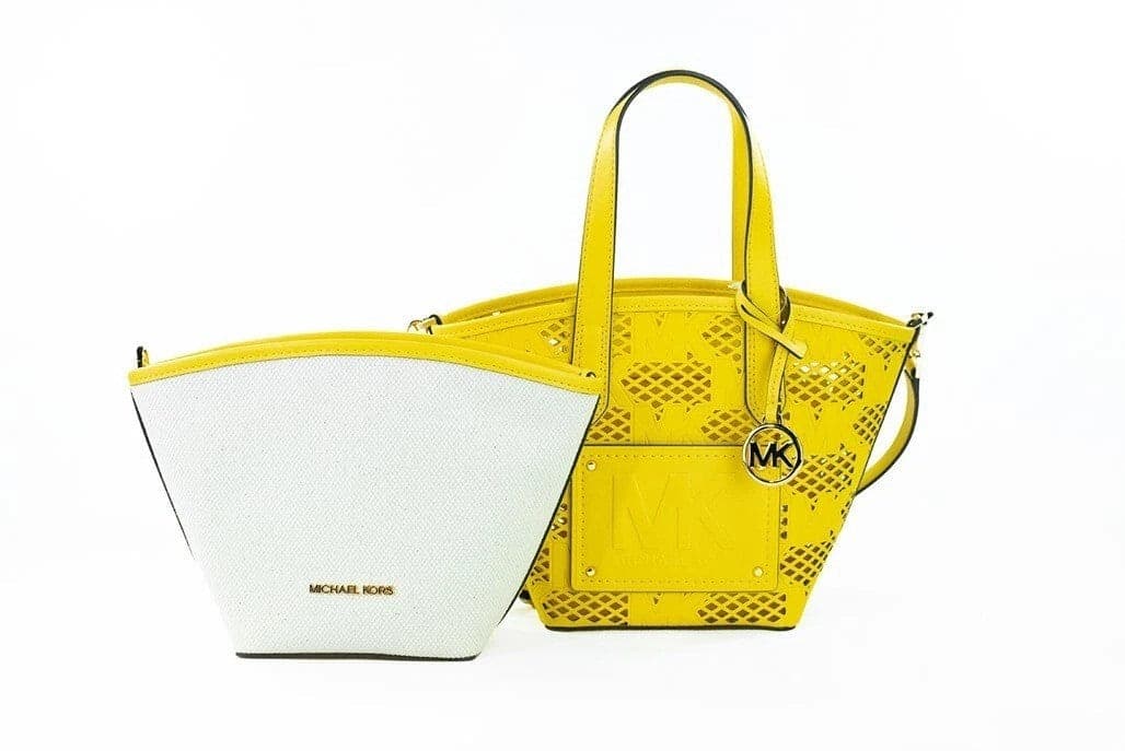 Michael Kors Kimber Small Daffodil Leather 2-In-1 Zip Tote Messenger Bag Purse - 4