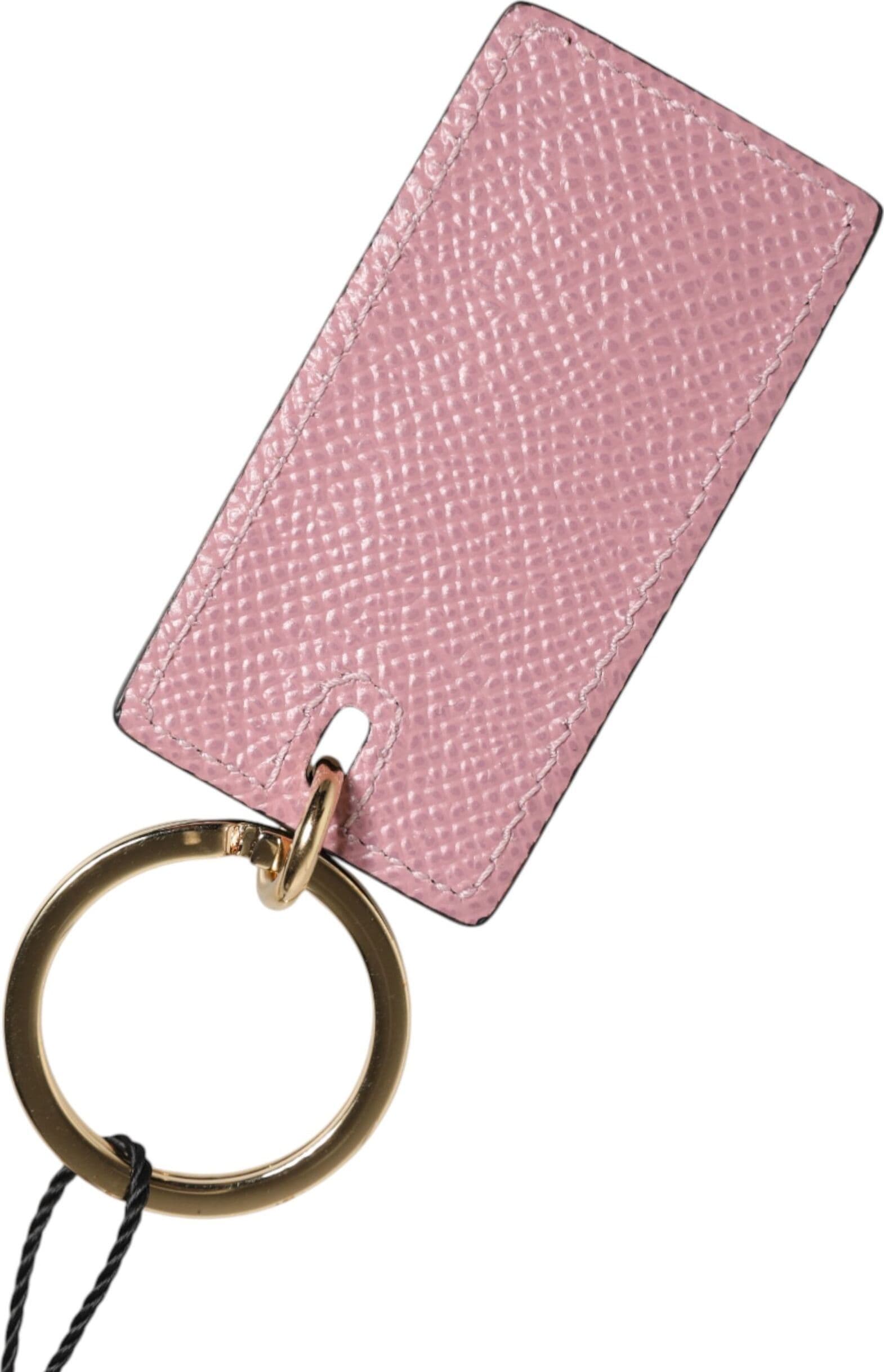 Pink Calf Leather Logo Metal Ring Men Keychain Keyring - 3