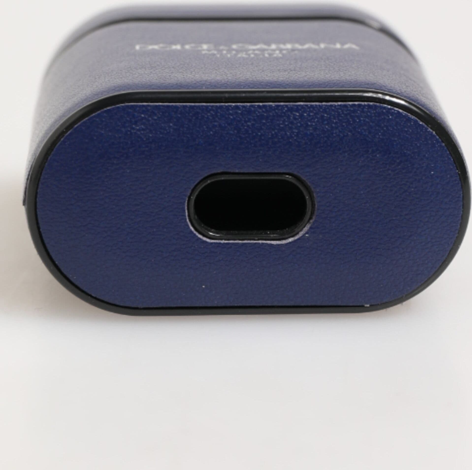 Blue Leather Logo Print Flip Holder Men Airpods Case - 5