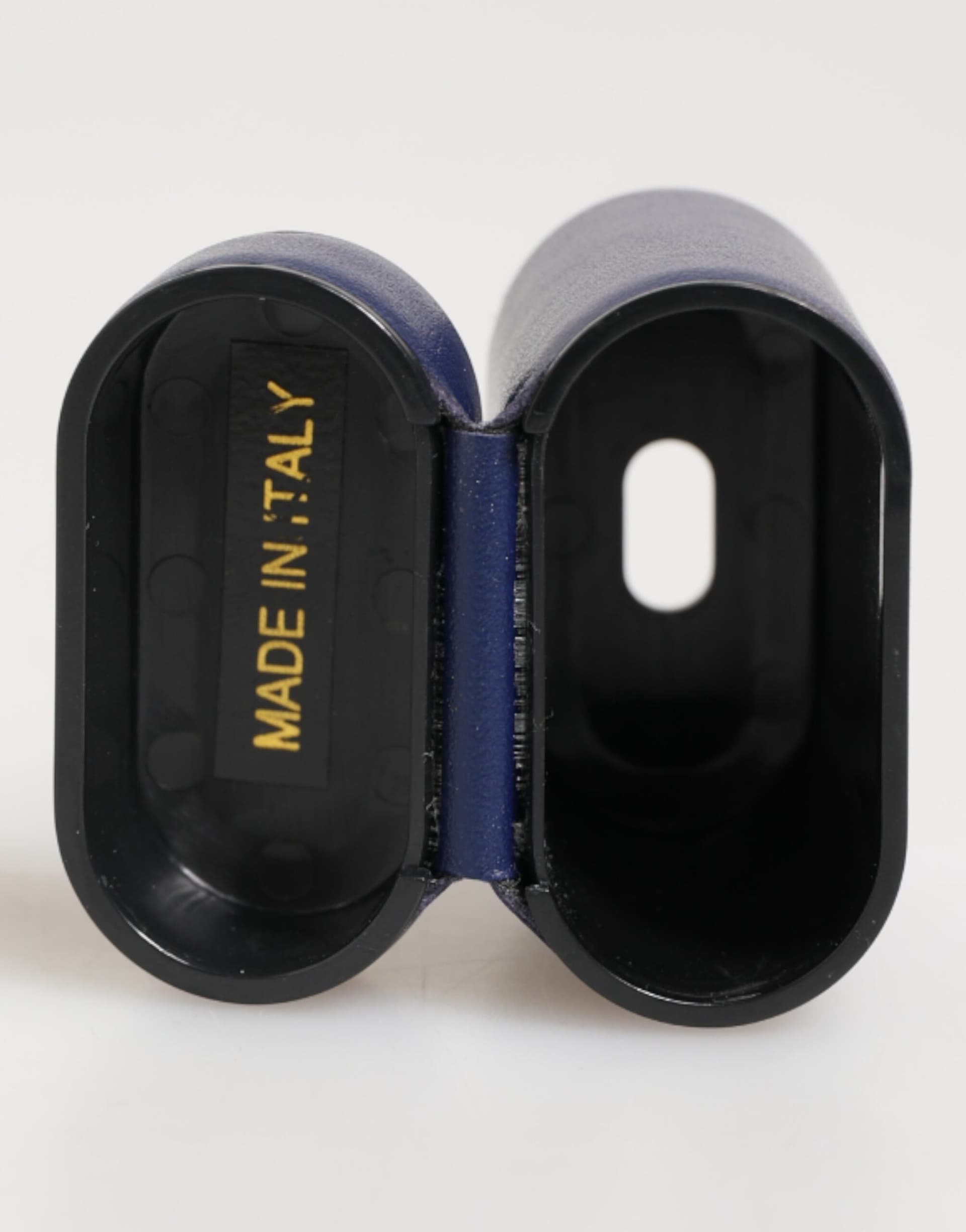 Blue Leather Logo Print Flip Holder Men Airpods Case - 6