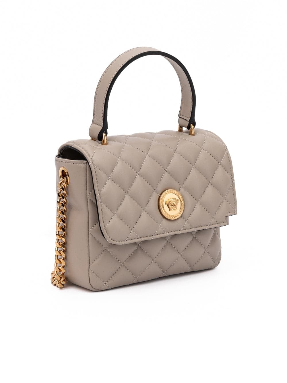 Taupe Quilted Leather Handbag - 2
