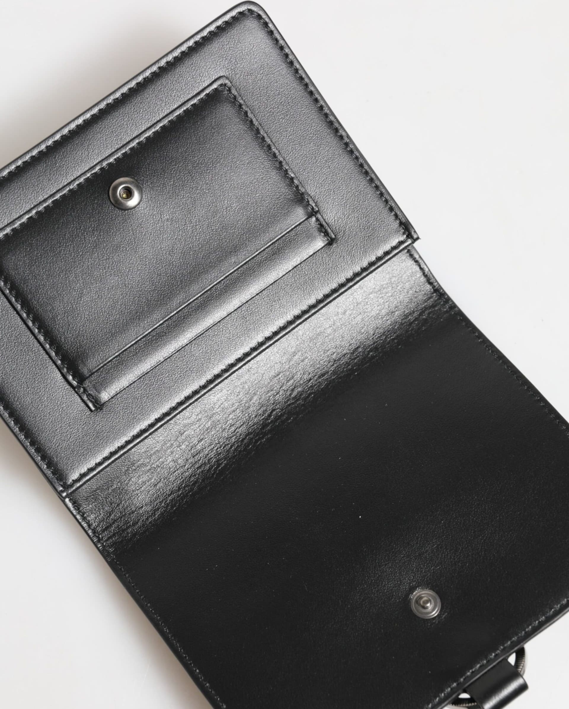 Black Leather Crystal Embellished Card Holder Wallet - 8