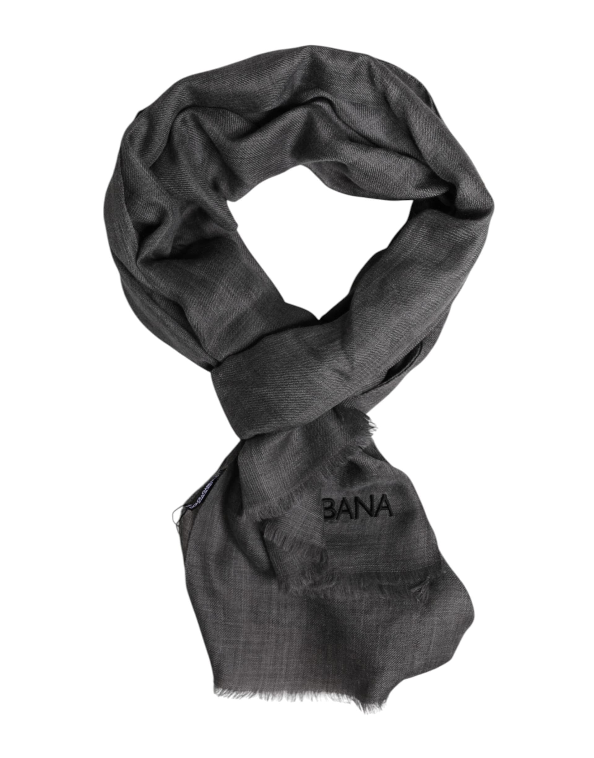 Gray Logo Print Neck Warmer Wrap Shawl Scarf - 2