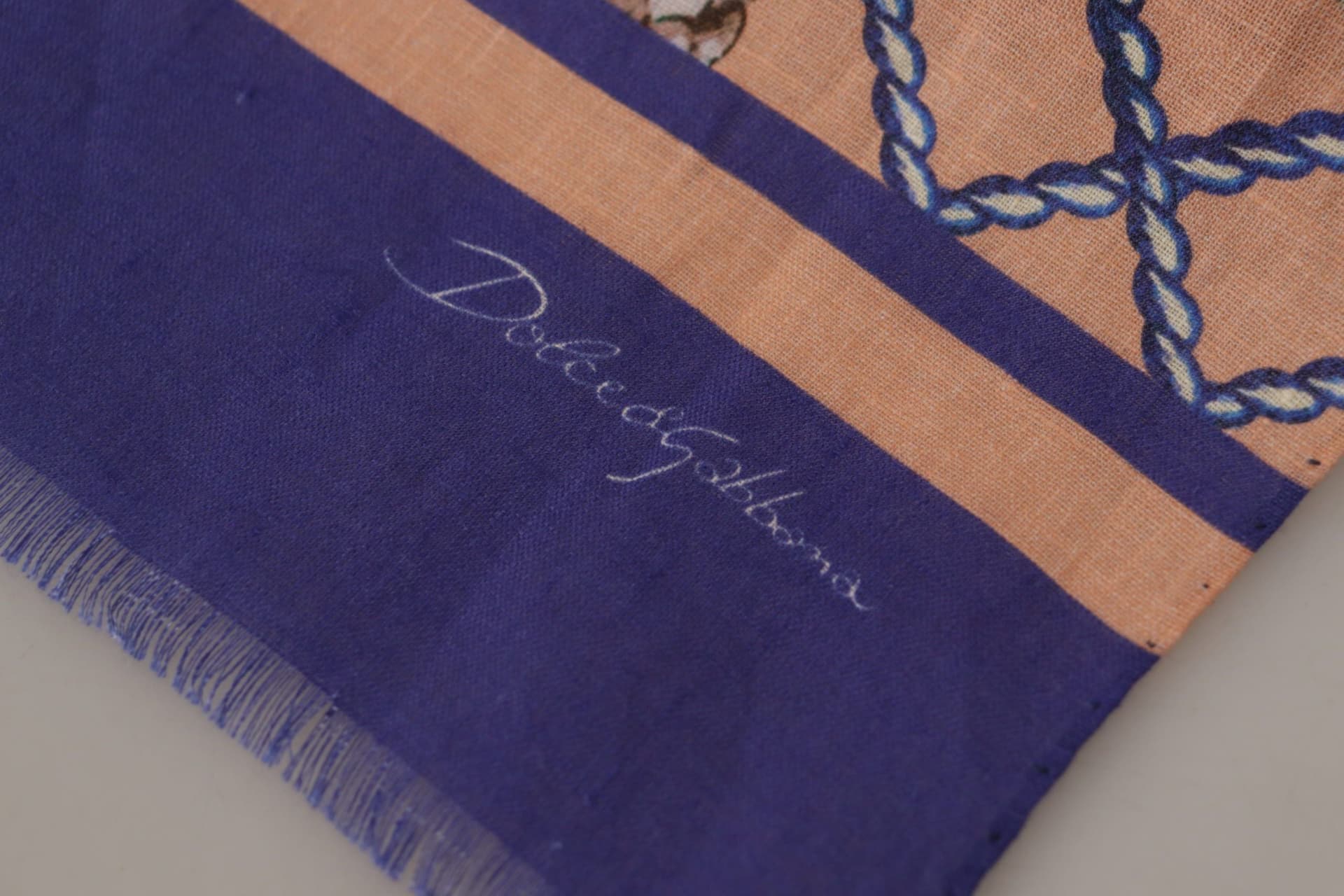 Blue Linen Seashell Pattern Mens Wrap Shawl Scarf - 6