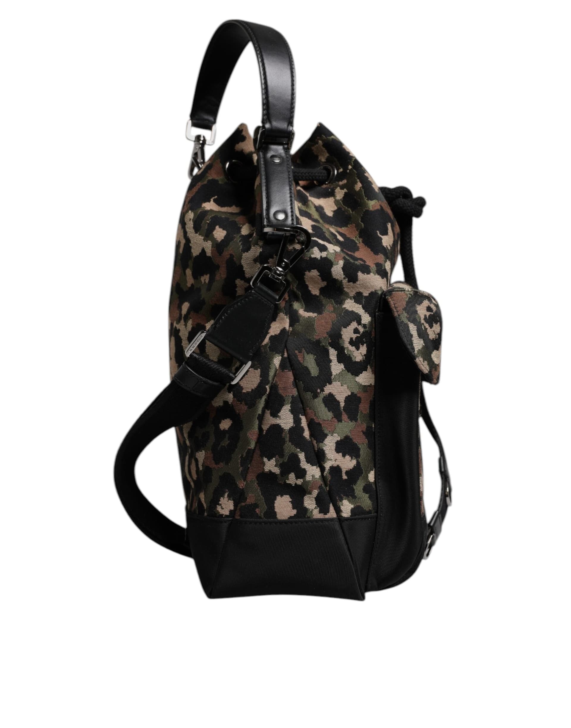 Multicolor Leopard Cotton Shoulder Bucket Bag - 5