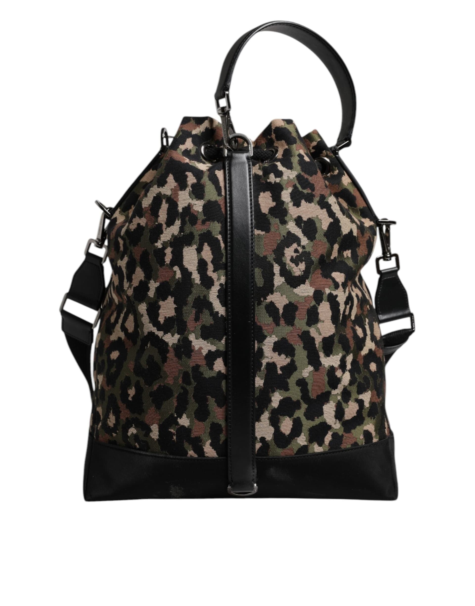 Multicolor Leopard Cotton Shoulder Bucket Bag - 6