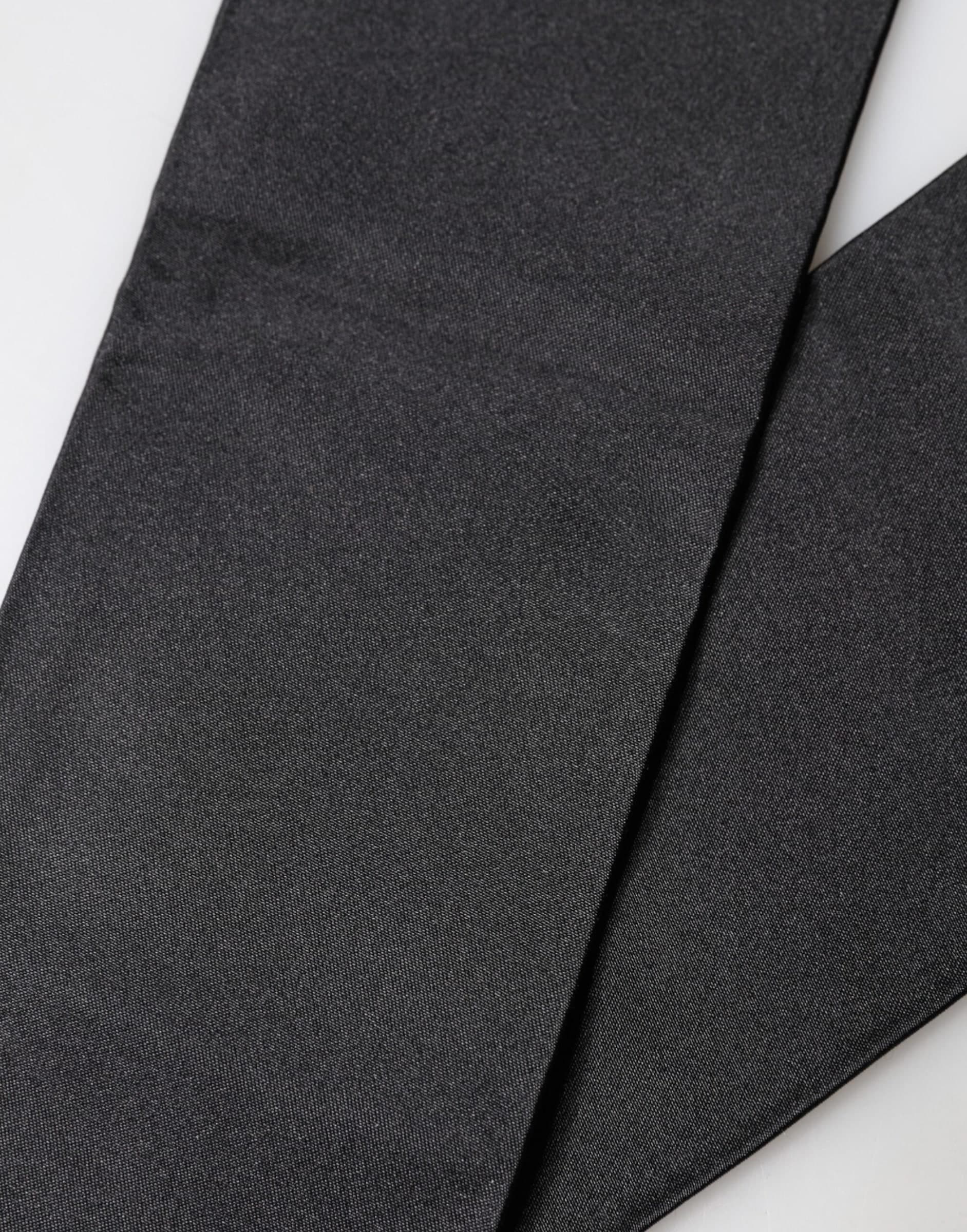 Black Silk Fringes Neck Wrap Foulard Scarf - 3