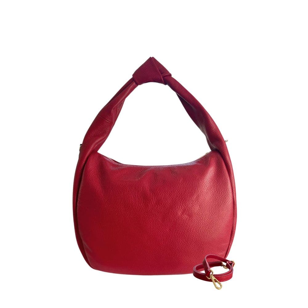 Red Leather Women Shoulder Bag - 3