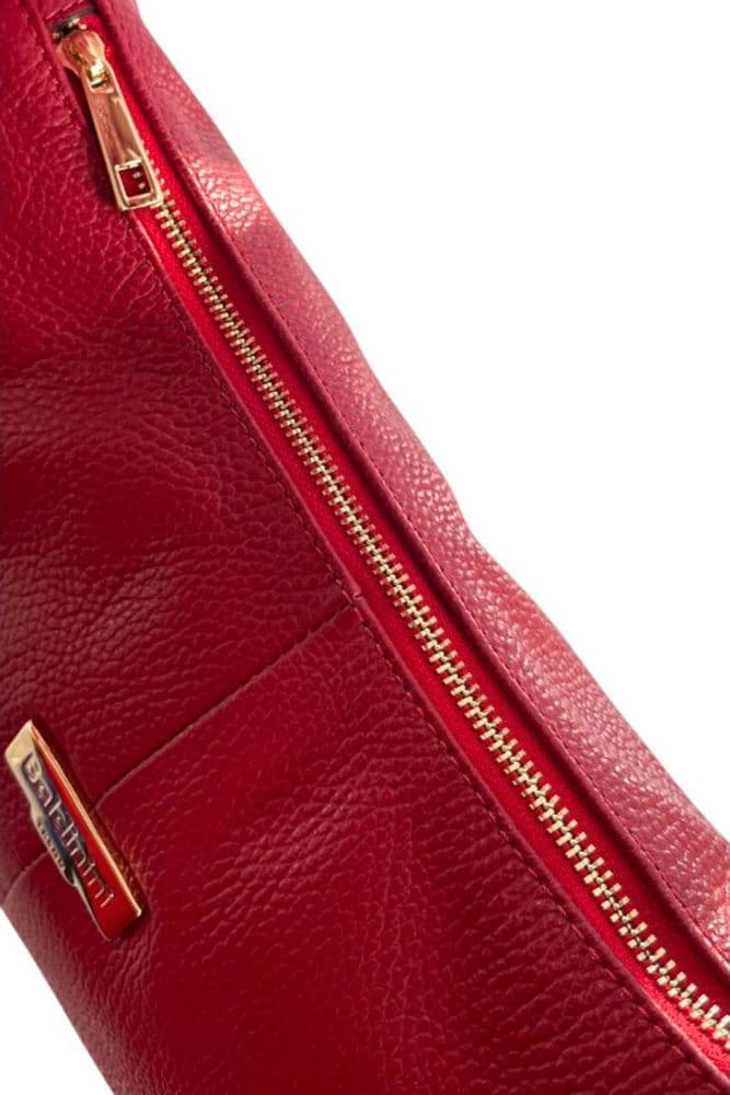 Red Leather Women Shoulder Bag - 6
