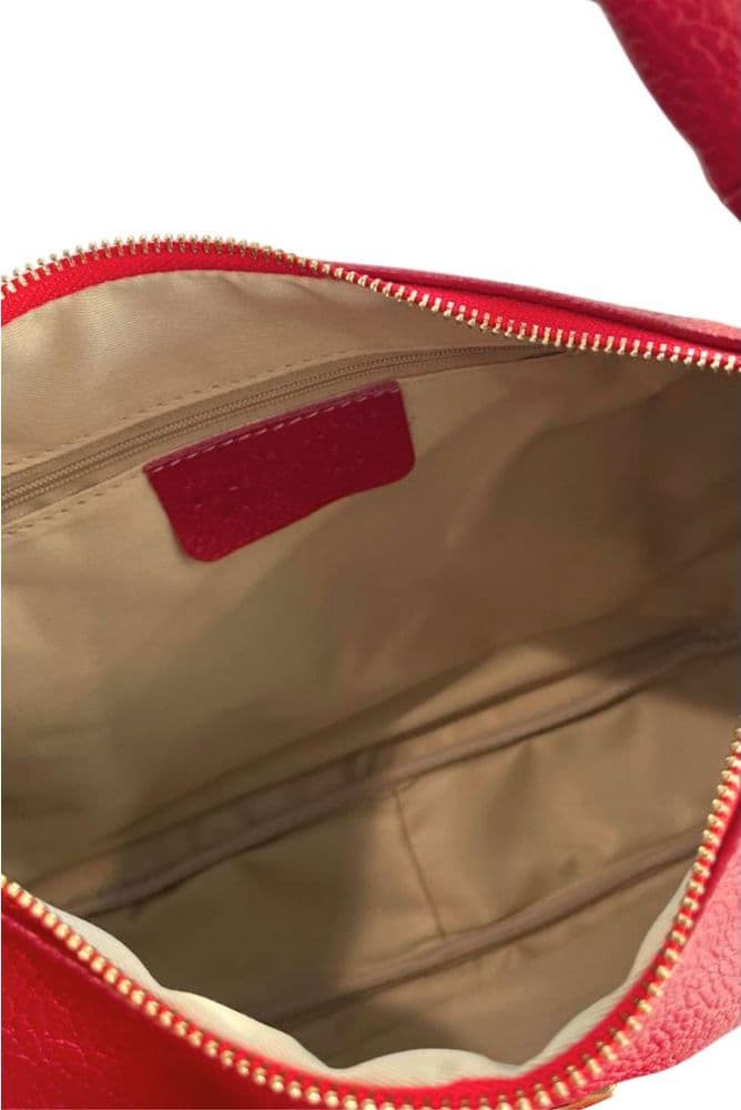 Red Leather Women Shoulder Bag - 7