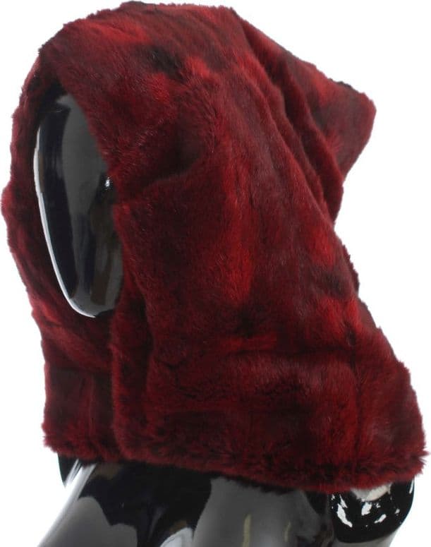 Bordeaux Hamster Fur Crochet Hood Scarf Hat - 2