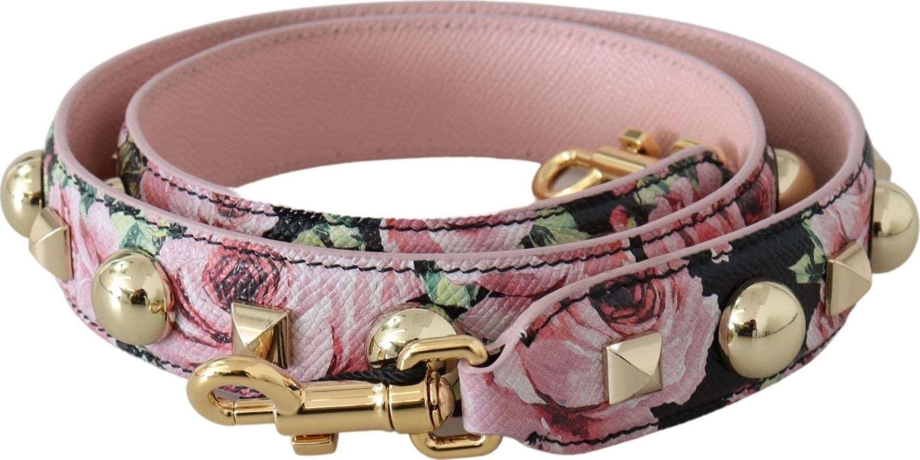 Pink Floral Gold Studs Bag Accessory Shoulder Strap - 3