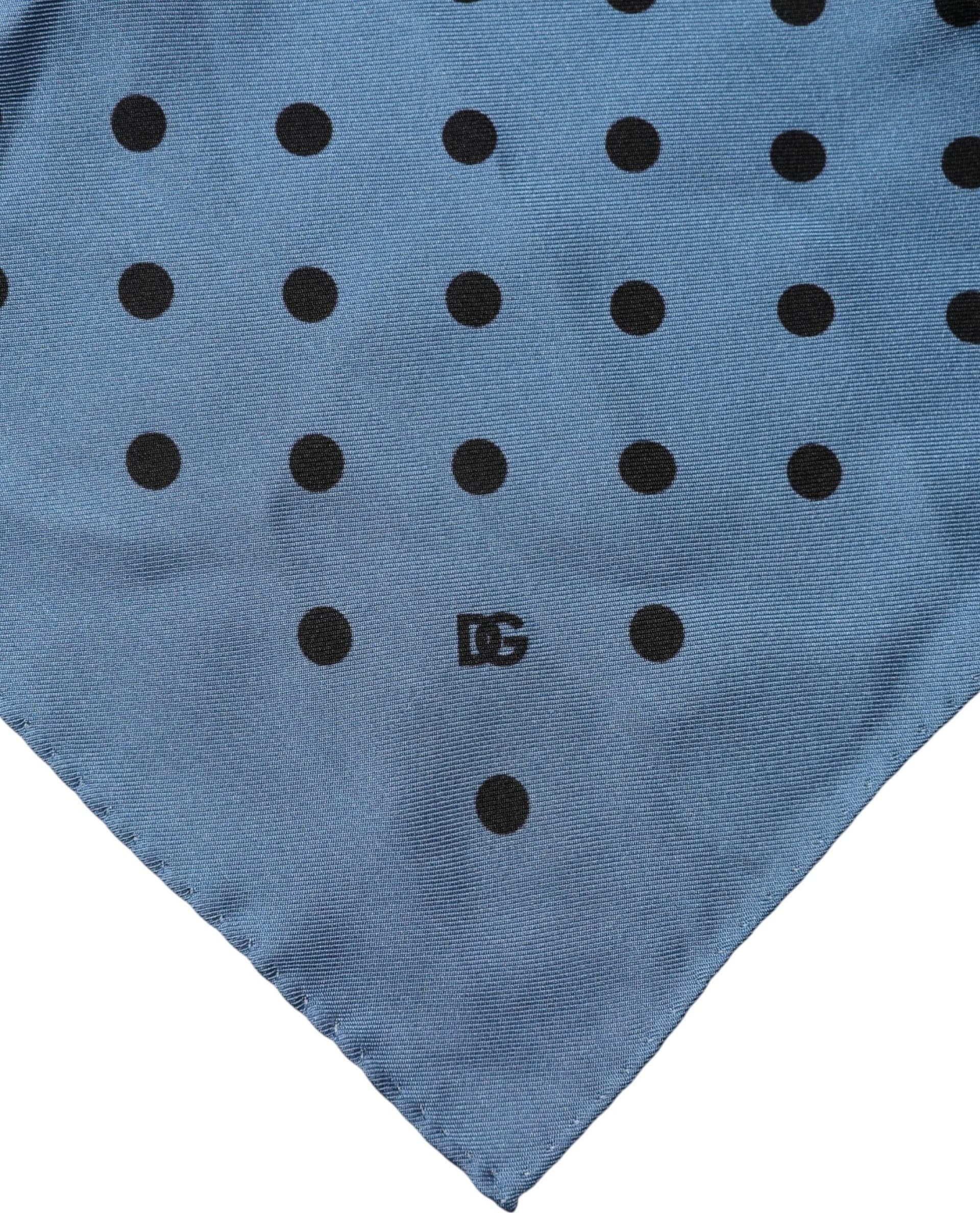 Blue Polka Dot Square Handkerchief Scarf - 2