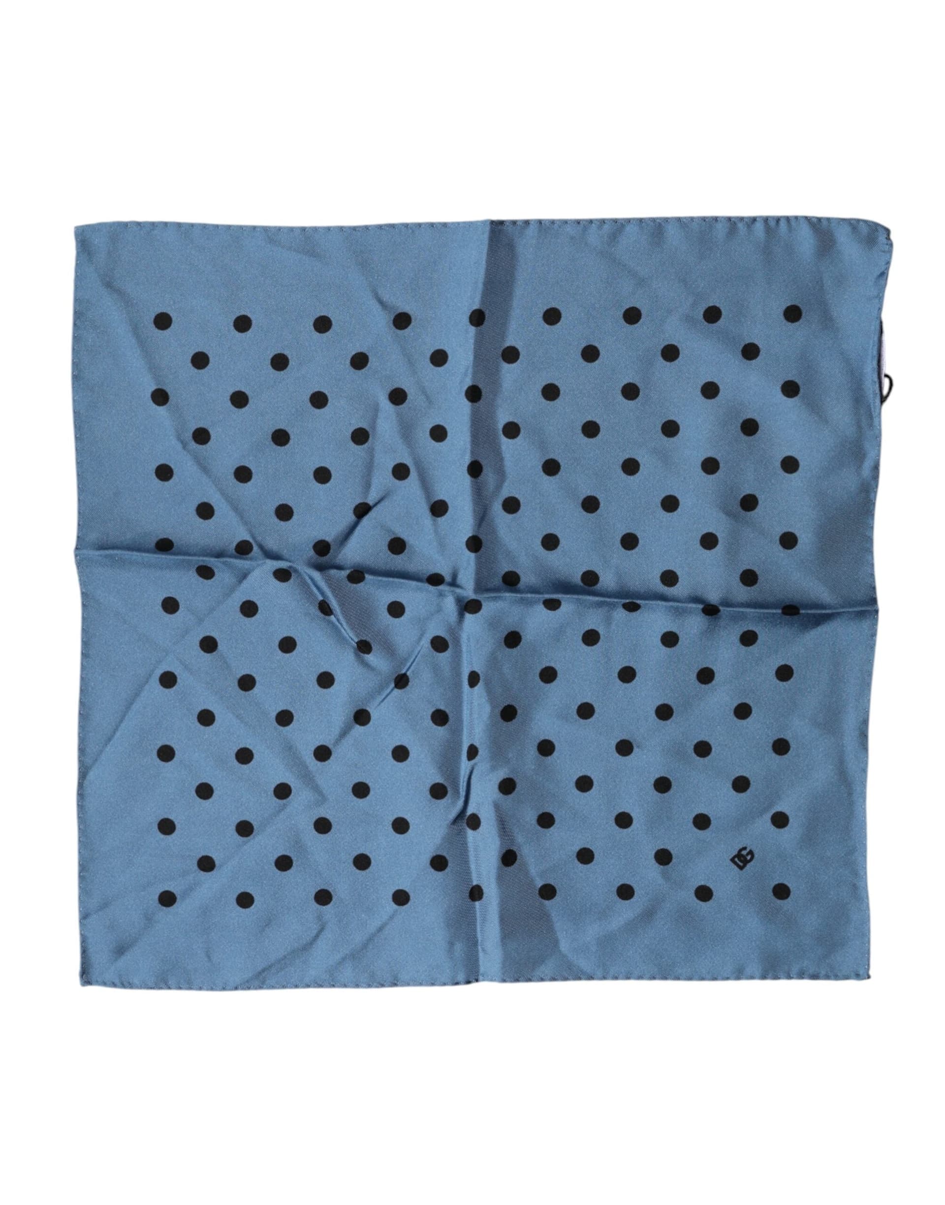 Blue Polka Dot Square Handkerchief Scarf - 4