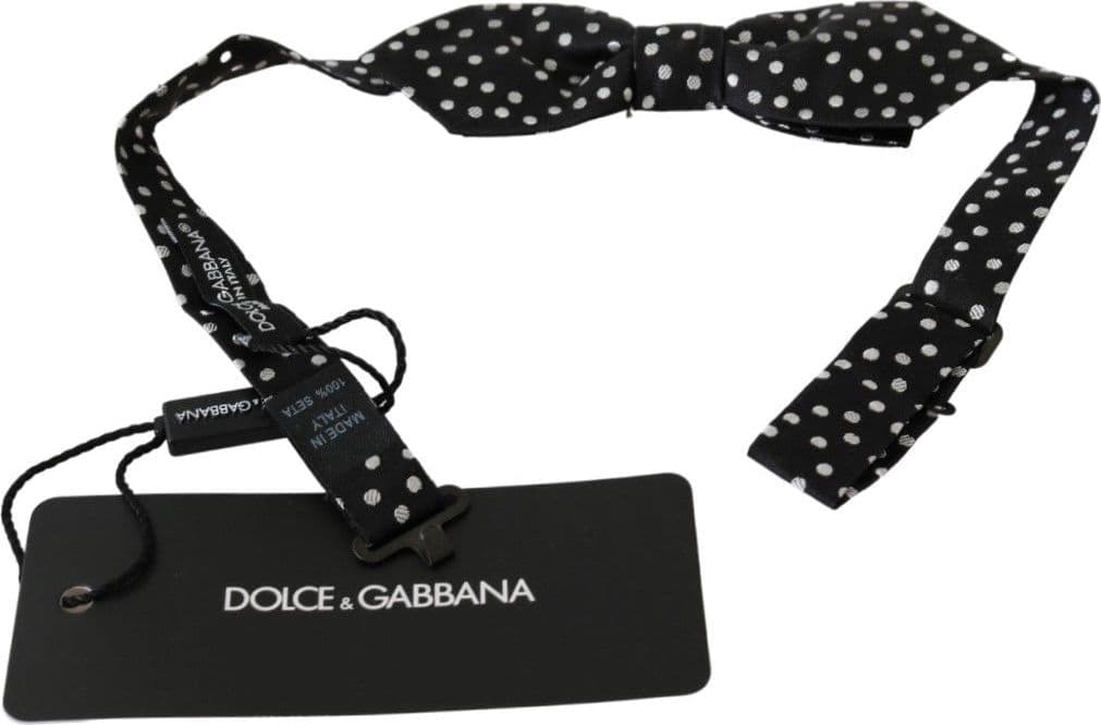 Black Polka Dots Mens Necktie Papillon 100% Silk Bow Tie - 2