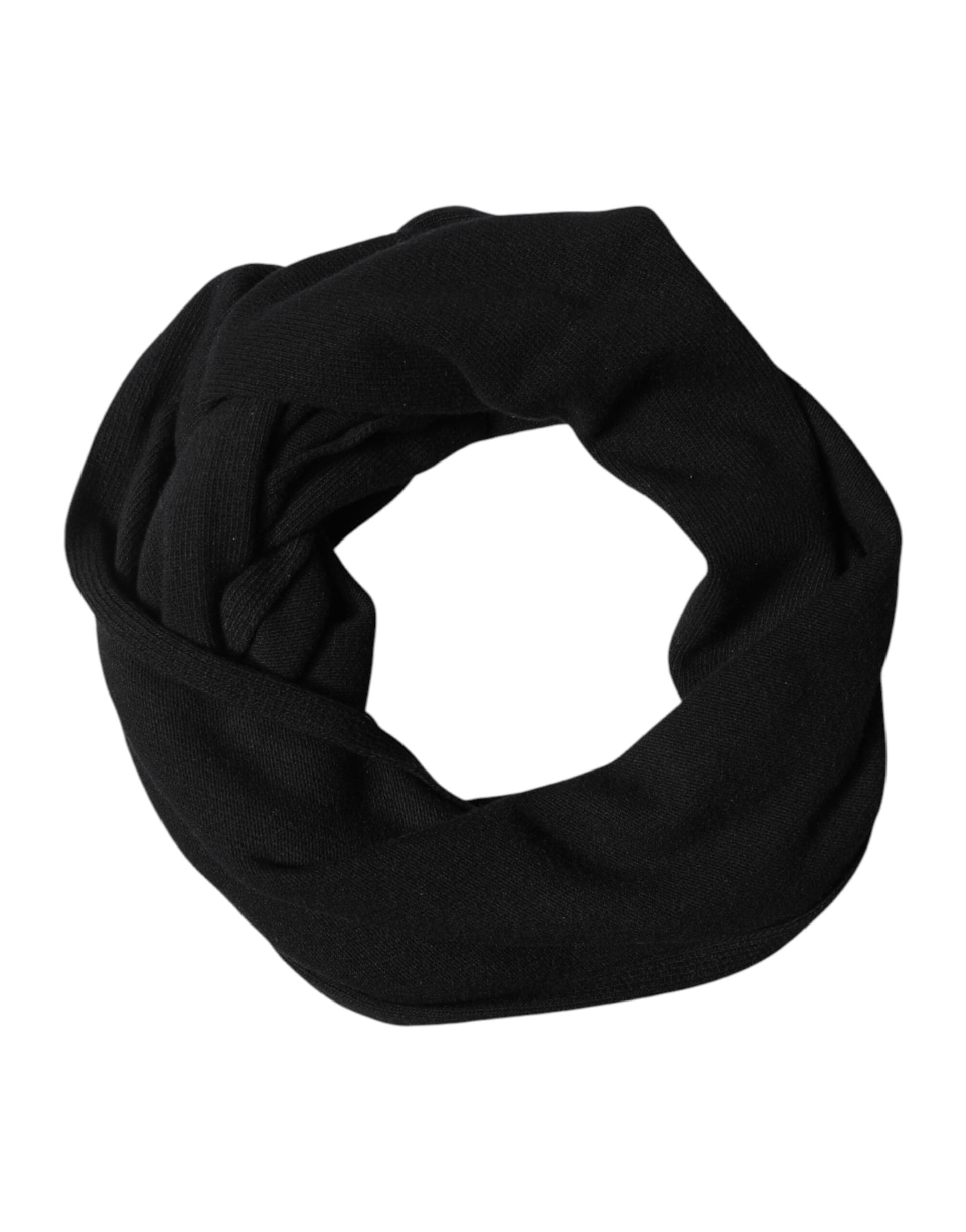 Black Wool Knit Neck Wrap Shawl Men Scarf - 2