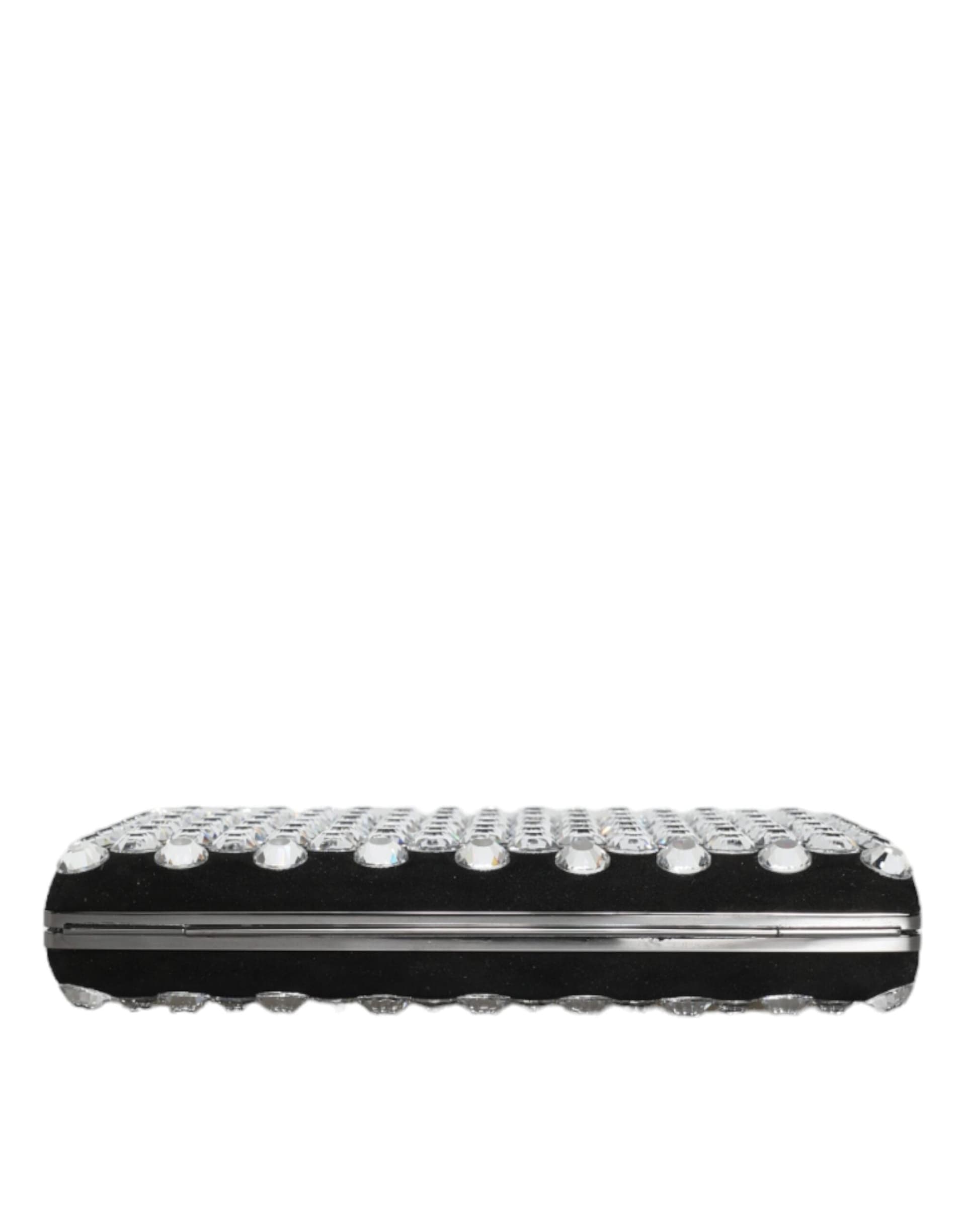 Black Velvet Crystal Clutch Evening Party Purse Bag - 6