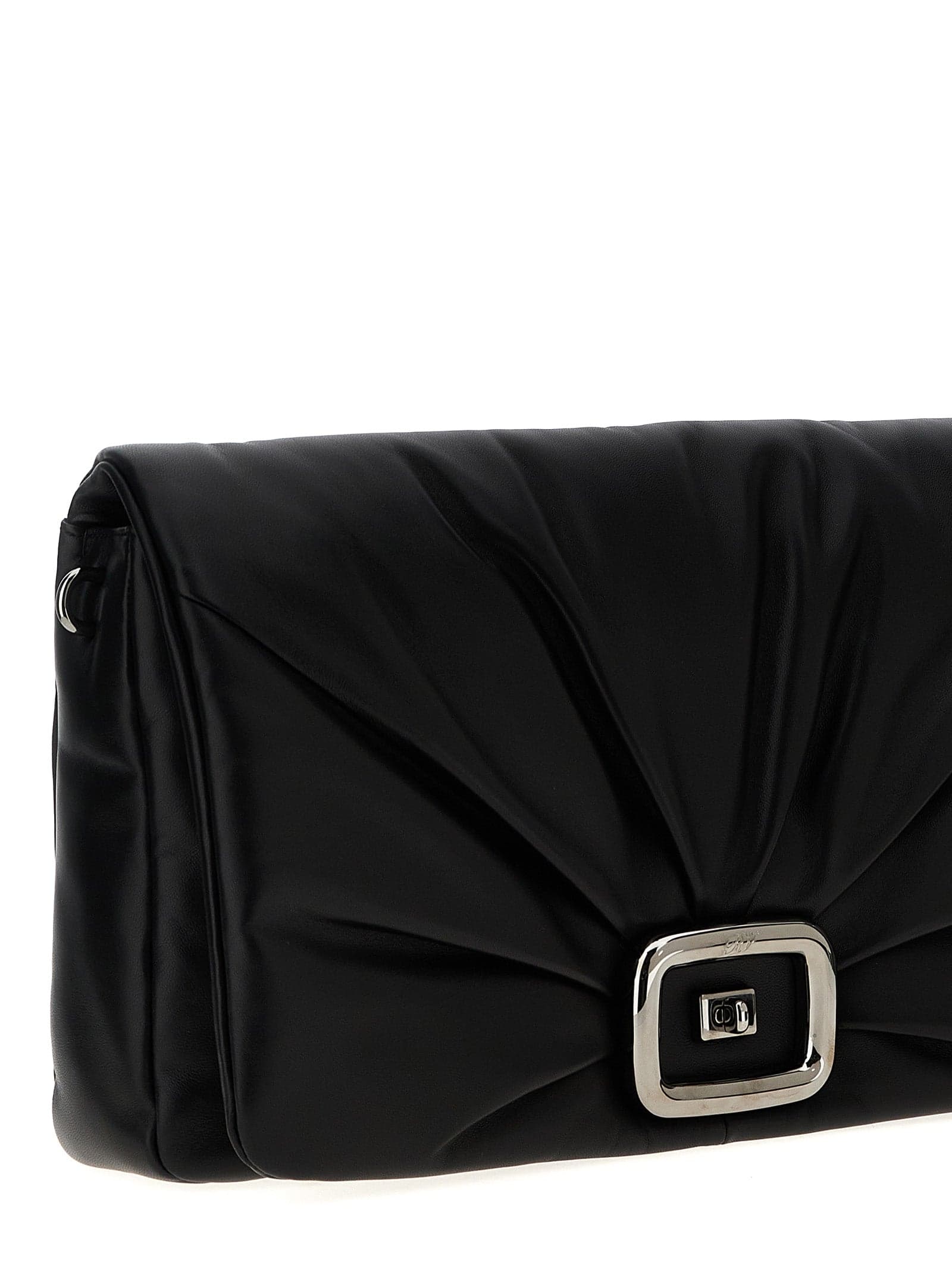 Black Leather Shoulder Bag - 3
