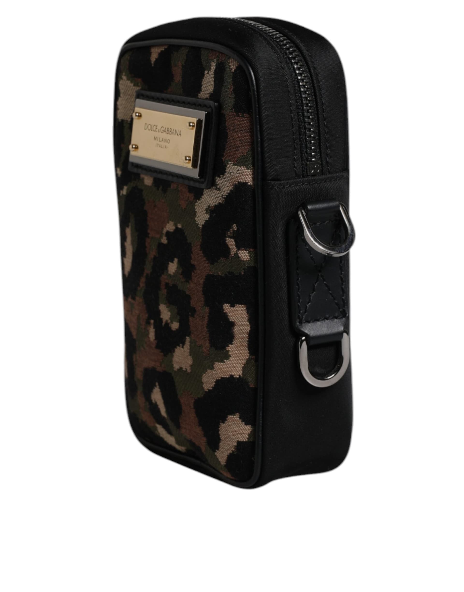 Multicolor Leopard Jacquard Logo Plaque Neck Strap Bag - 3