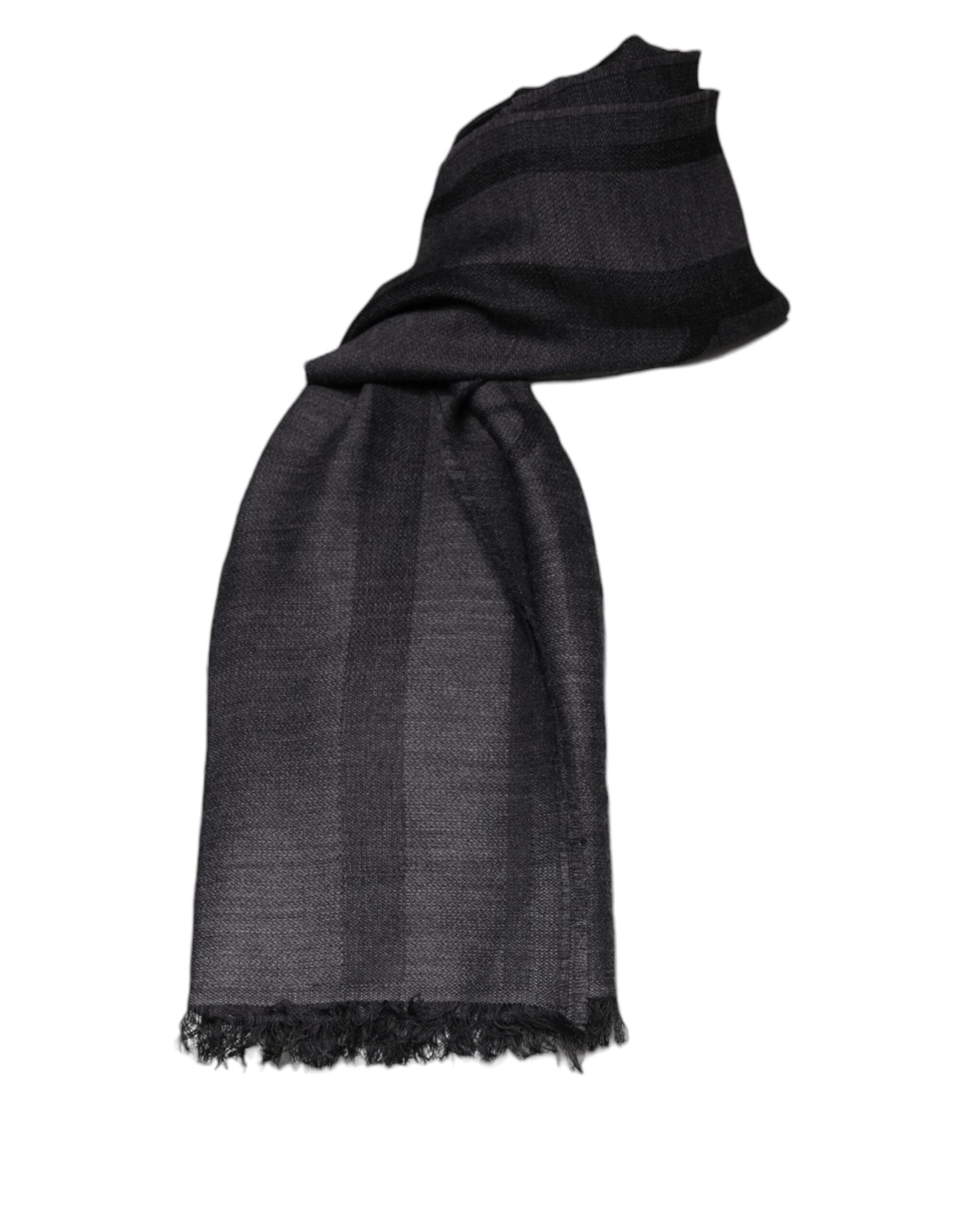 Dark Gray Wool Viscose Foulard Patterned Scarf - 4