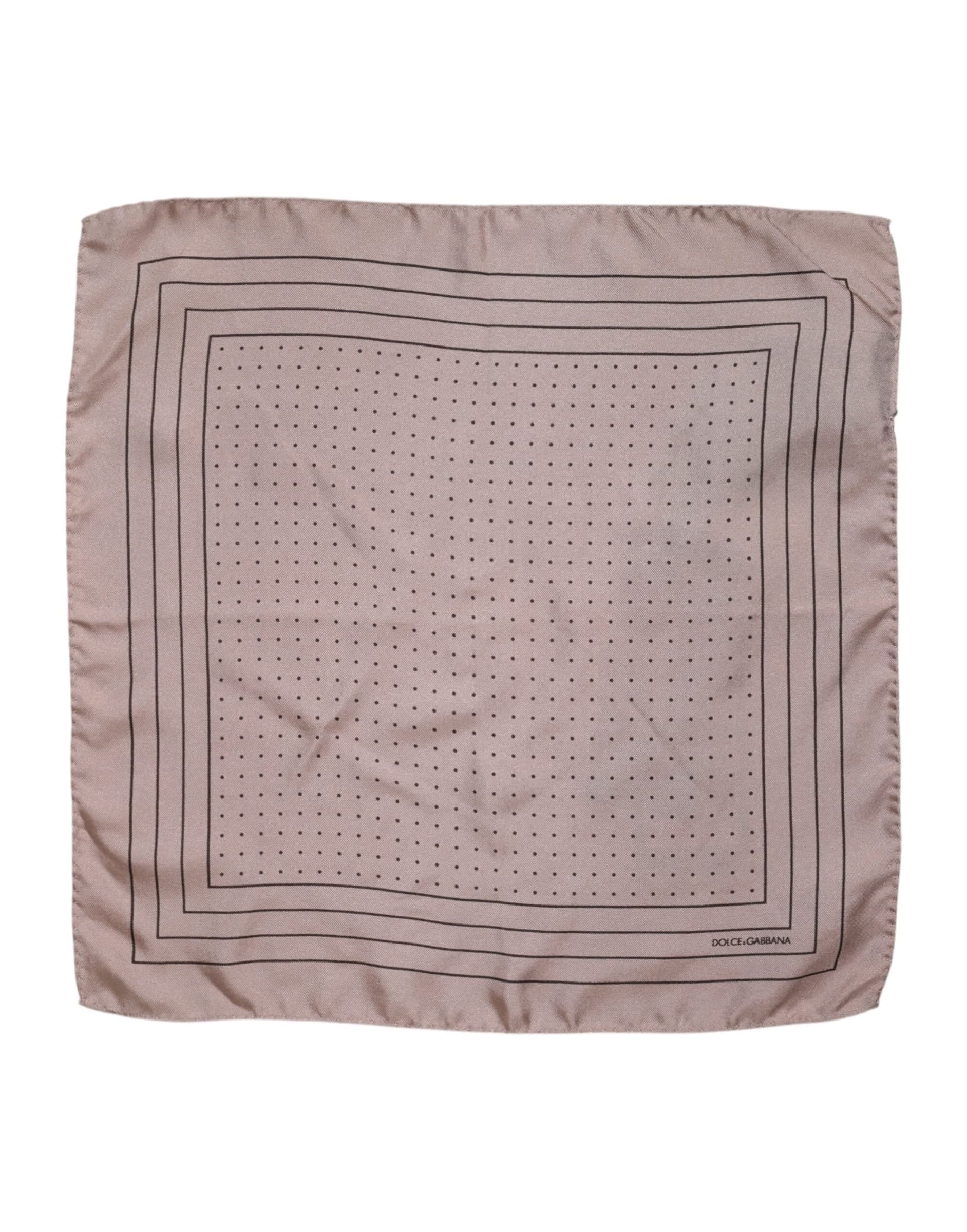 Beige Dotted Silk Square Men Foulard Scarf - 2