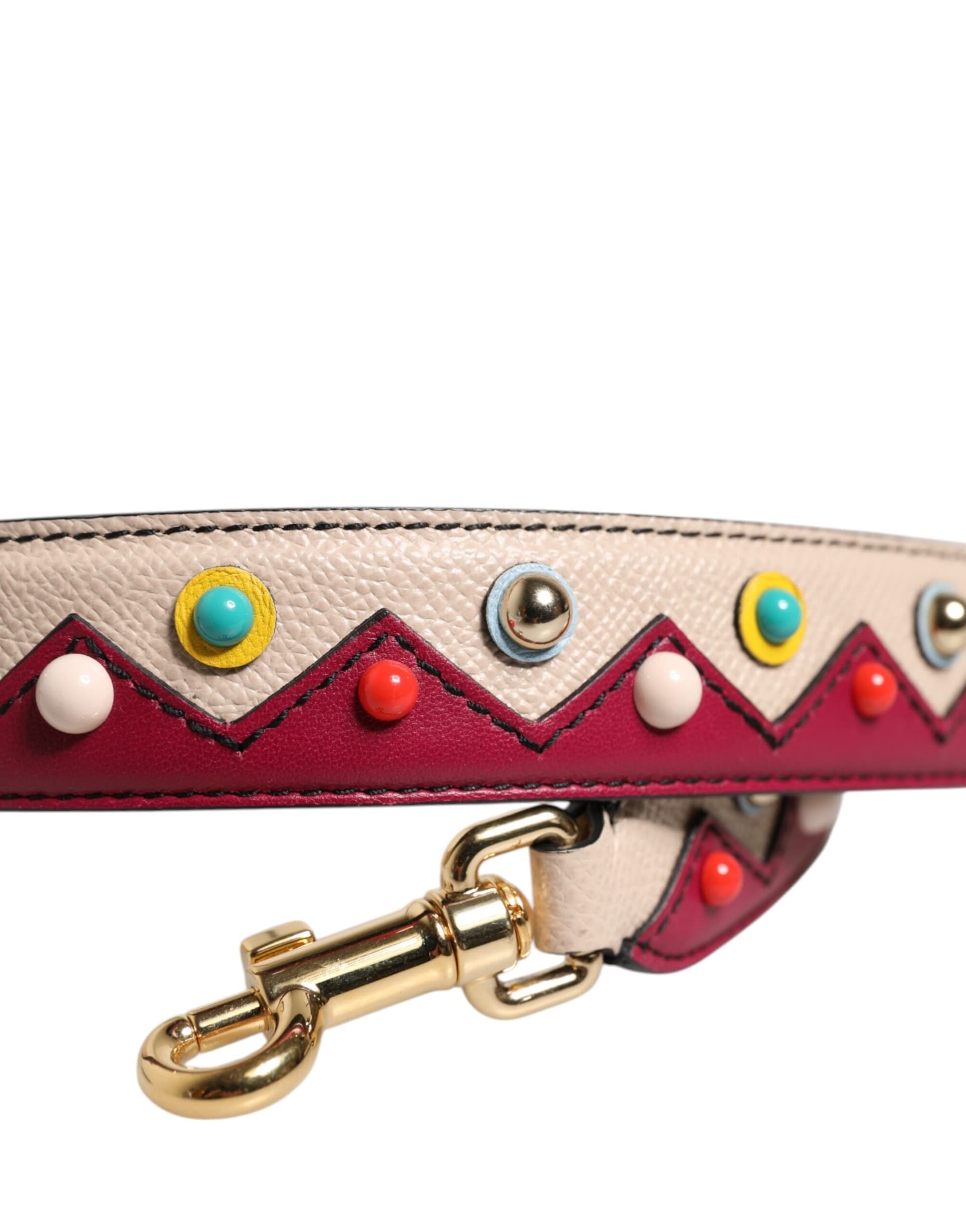 Beige Red Leather Handbag Accessory Shoulder Strap - 4
