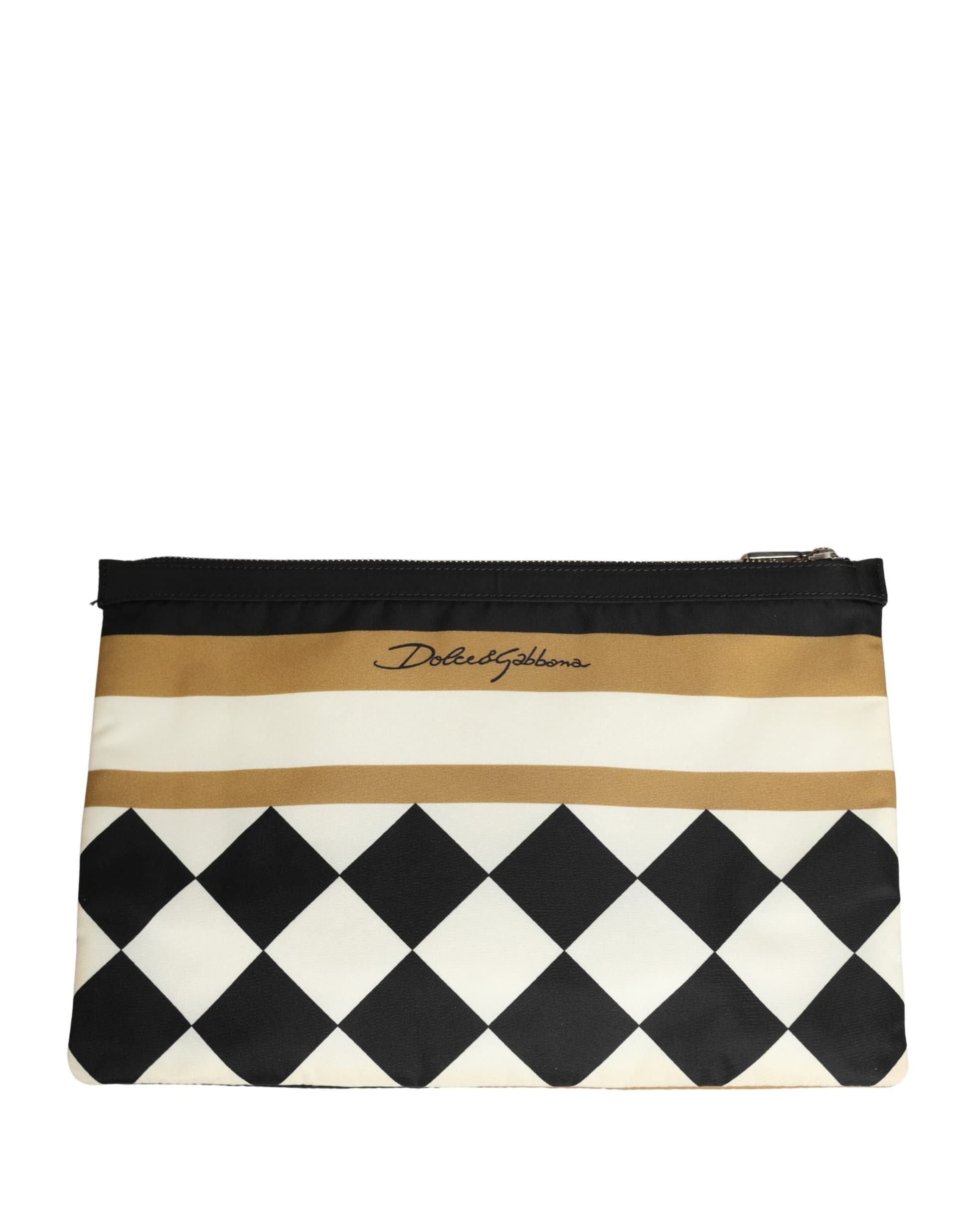 Multicolor Checkered Logo Print Nylon Clutch Borse Bag - 4