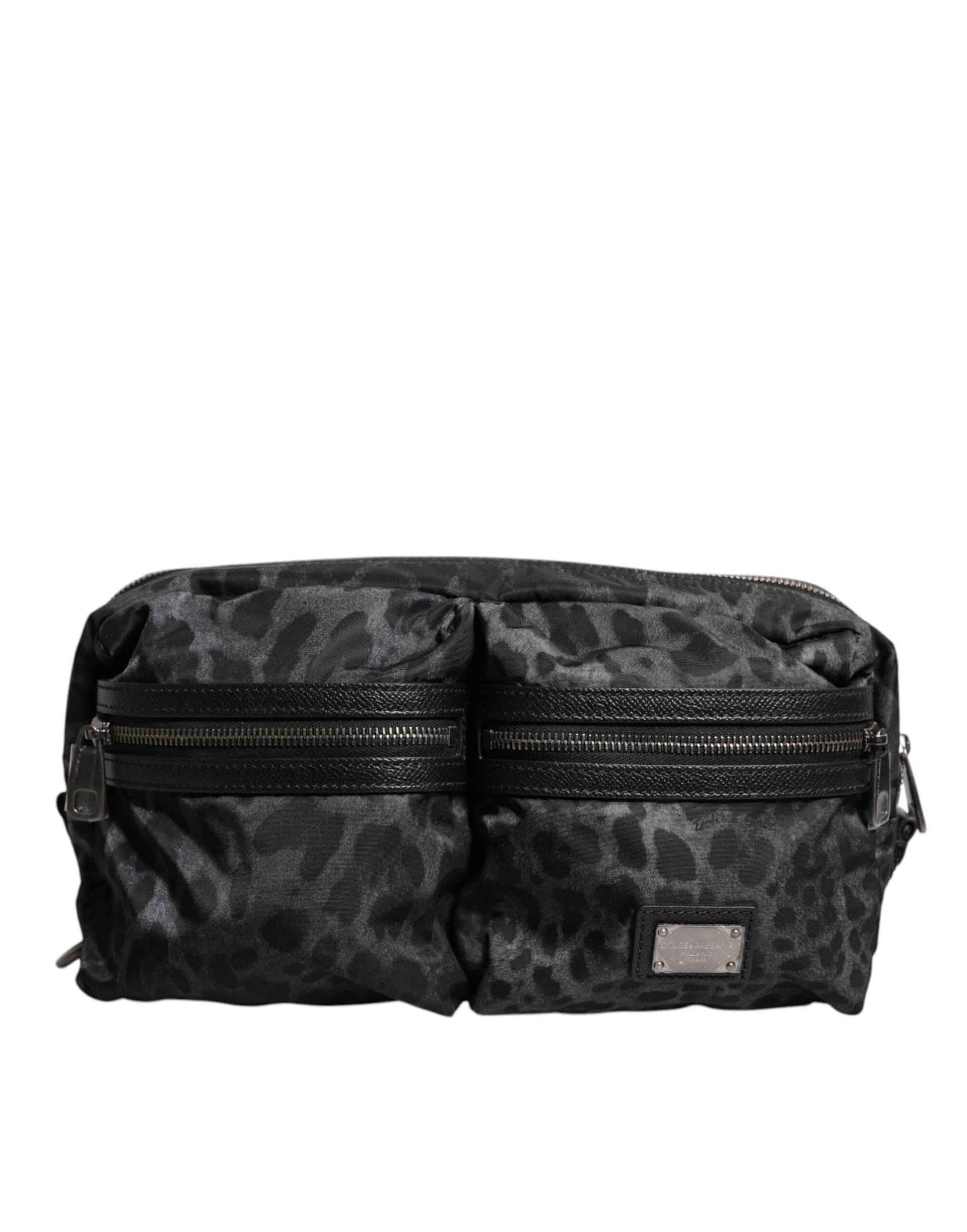 Black Gray Leopard DG Logo Belt Waist Fanny Pack Bag - 2