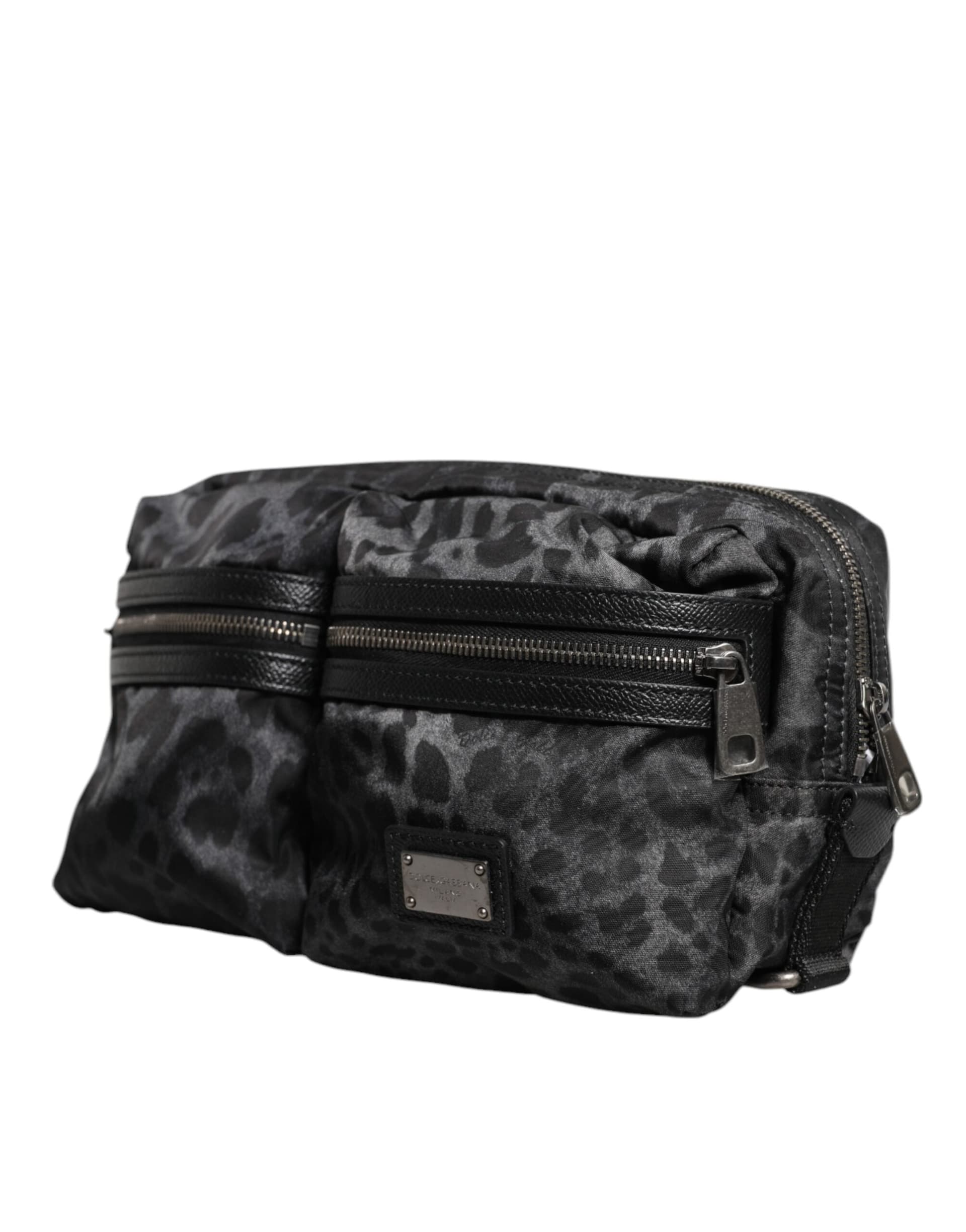 Black Gray Leopard DG Logo Belt Waist Fanny Pack Bag - 3