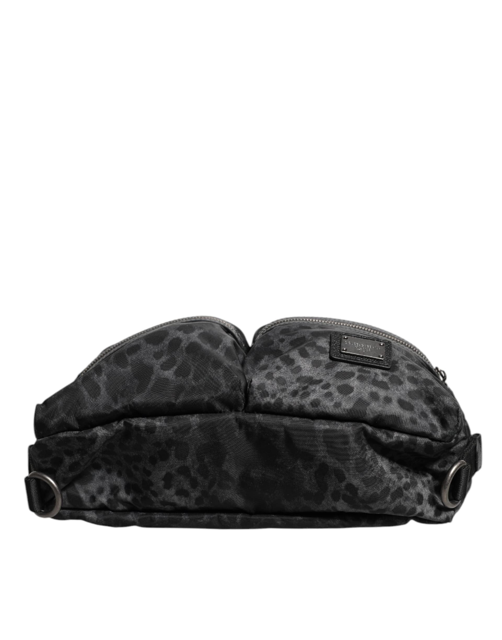 Black Gray Leopard DG Logo Belt Waist Fanny Pack Bag - 5