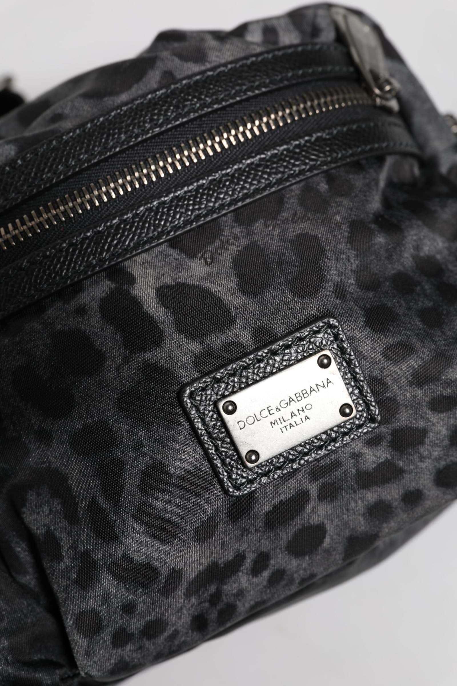 Black Gray Leopard DG Logo Belt Waist Fanny Pack Bag - 6