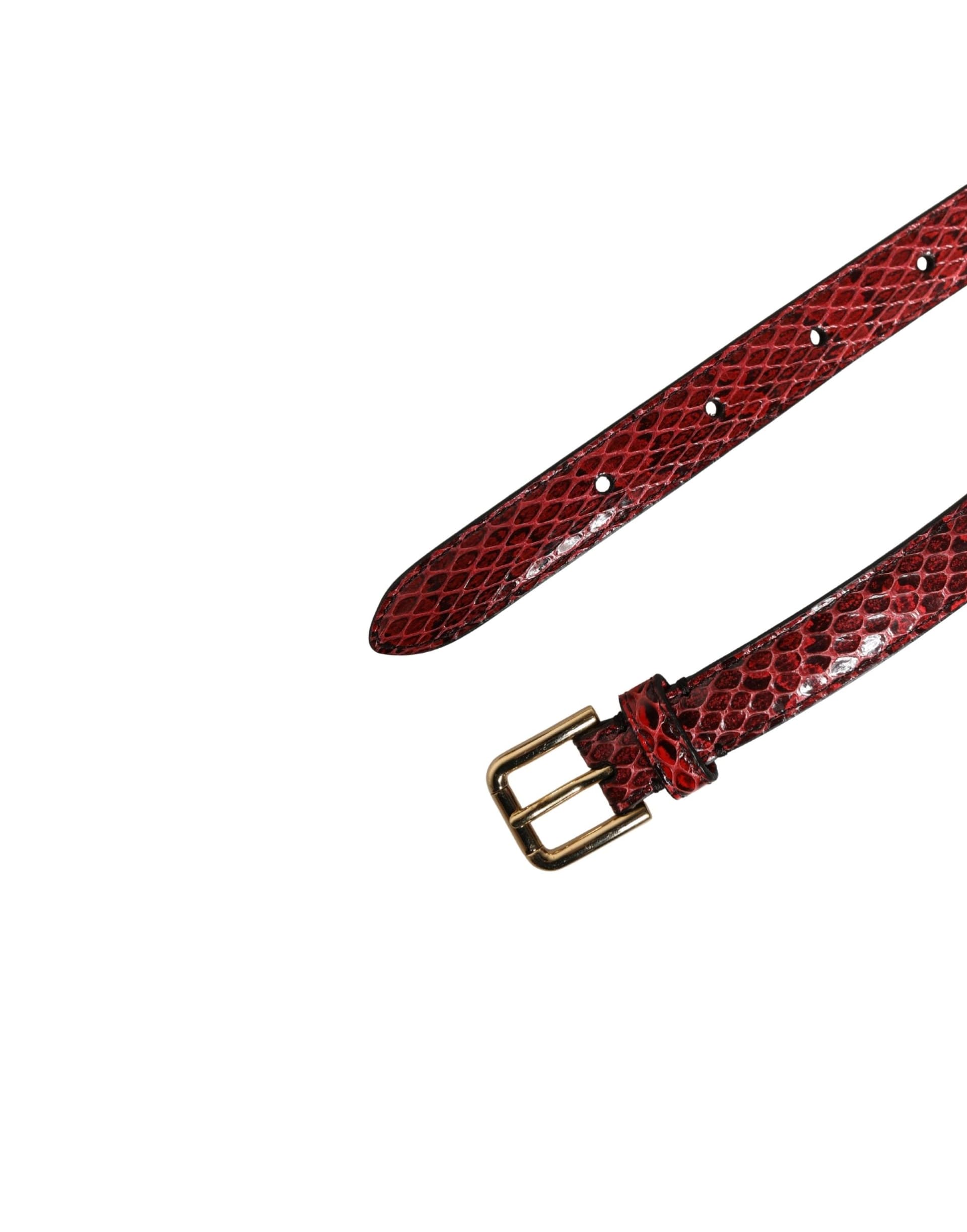 Red Leather Daisy Crystal Embellished Waist Belt - 8